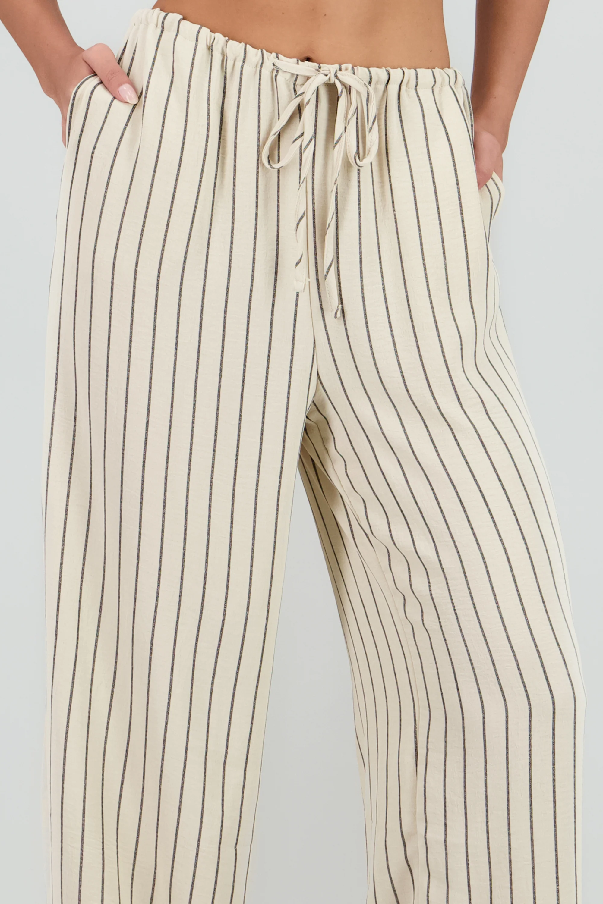 Pantalon fluido con jareta rayas - Image 5