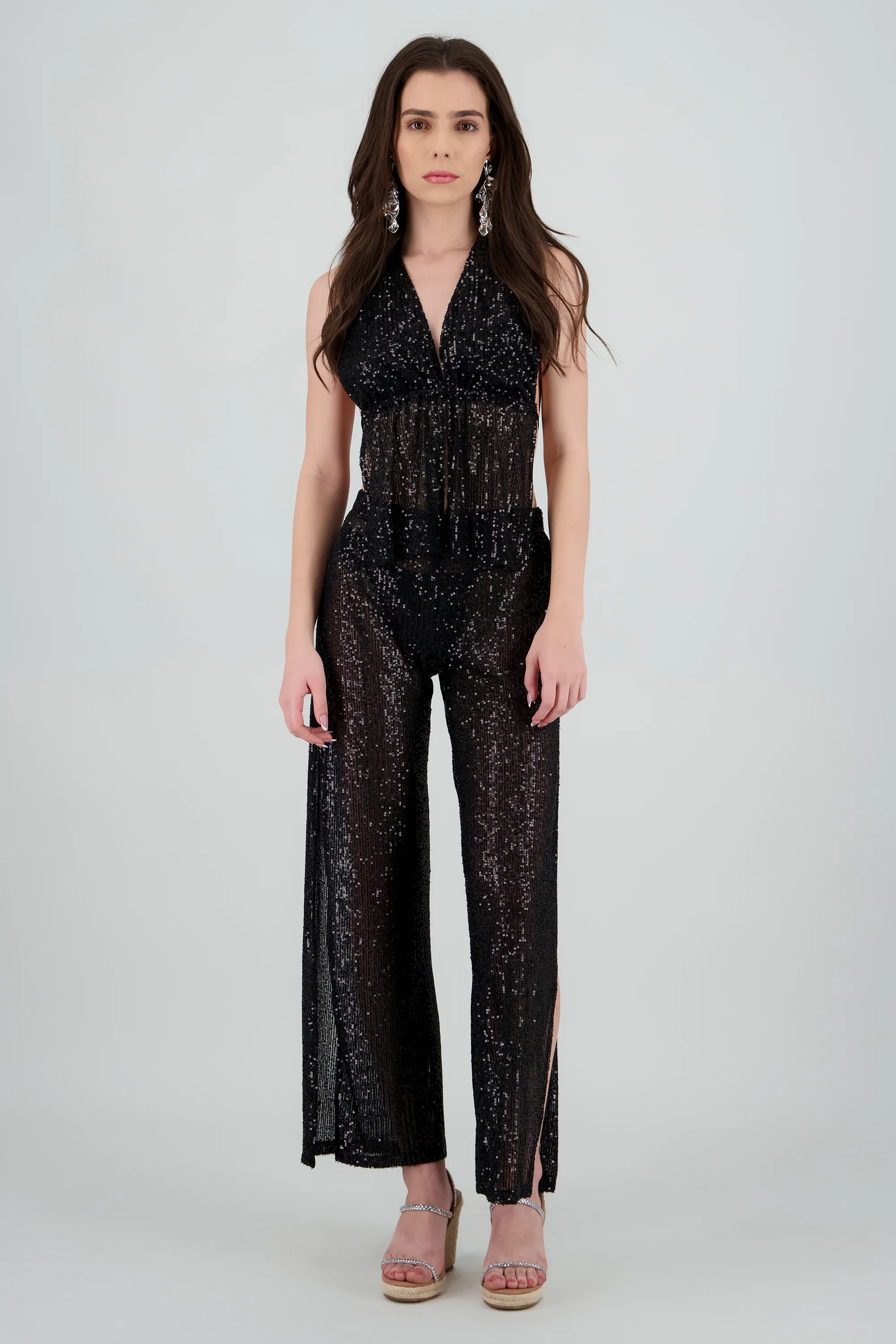 Pantalon lentejuelas aberturas