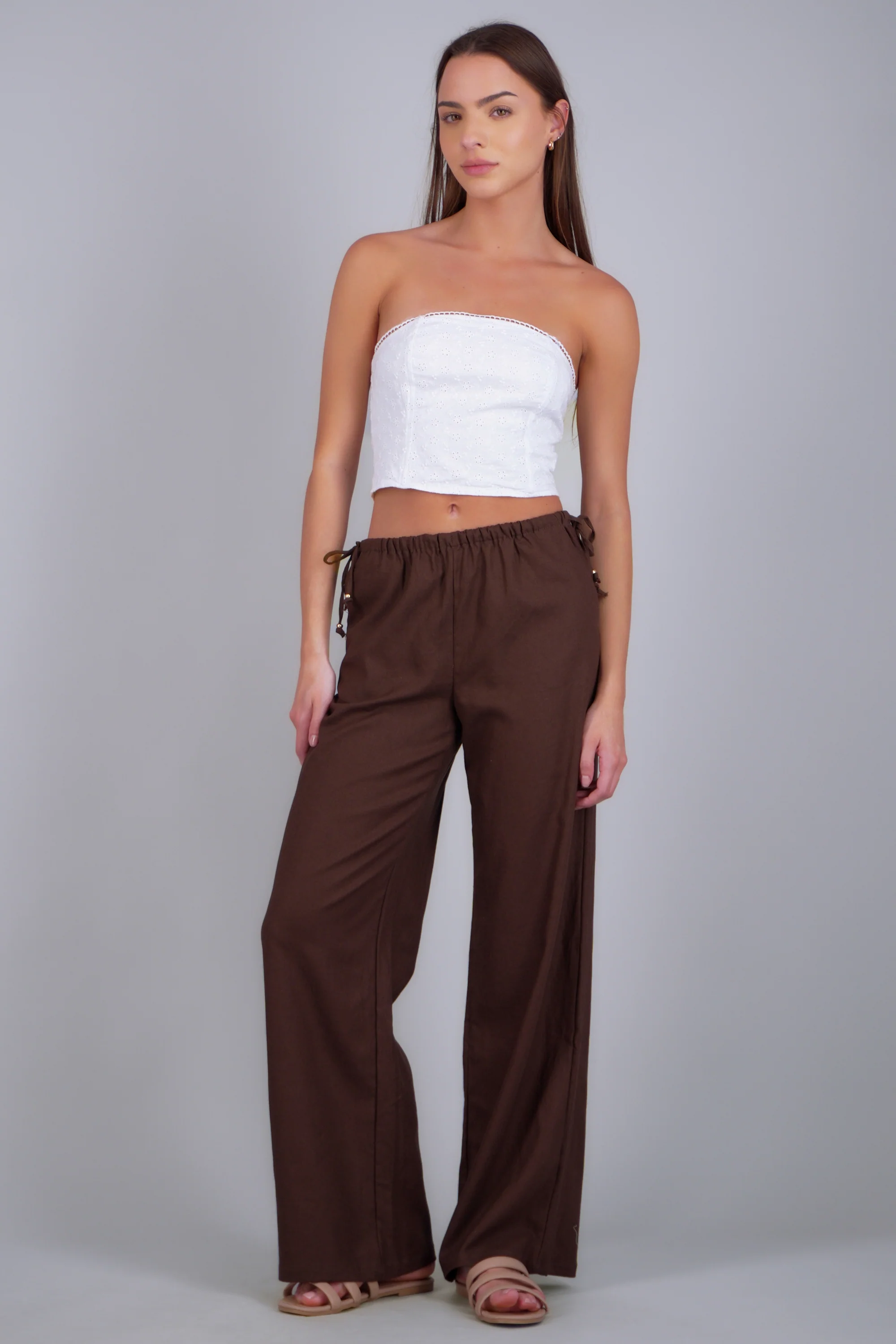 Pantalón lino detalle moños - Image 3