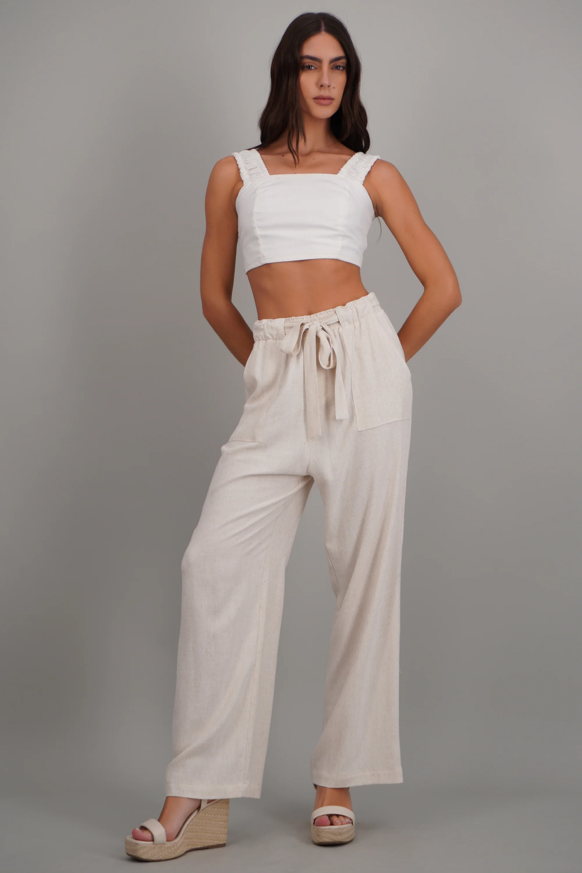 Pantalon lino detalle cinturon - Image 2