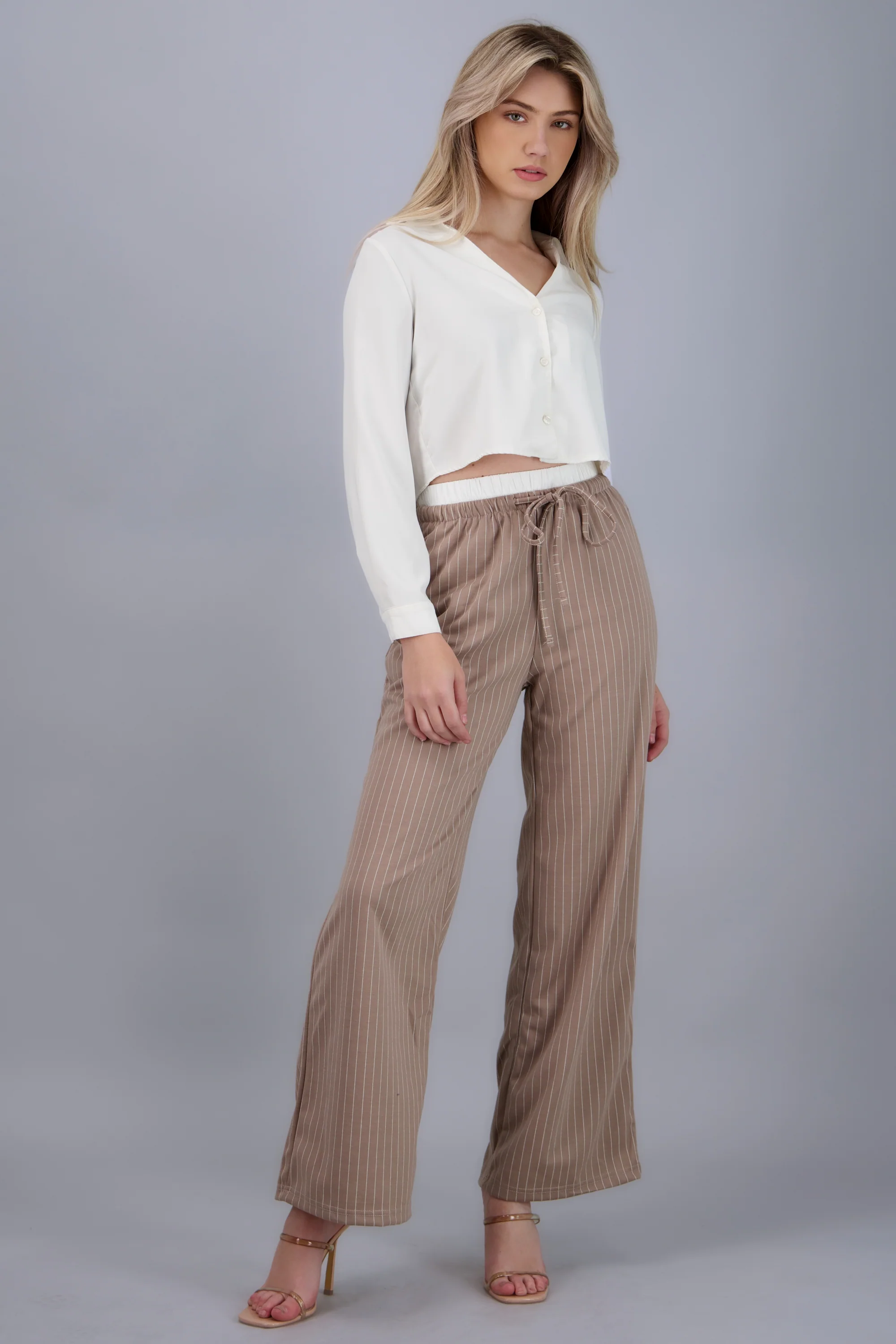 Pantalon rayas pretina contraste jareta