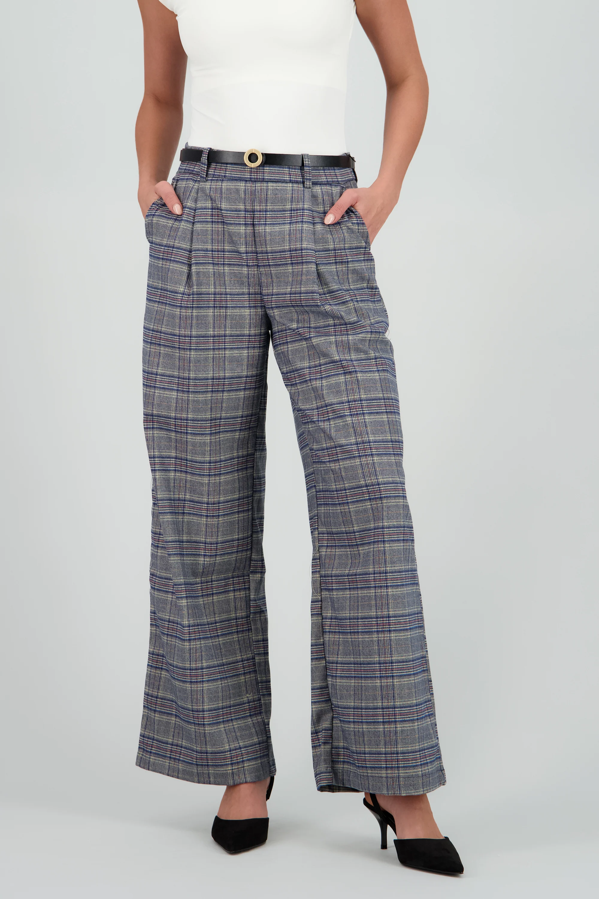 Pantalon recto cuadros detalle pinzas - Image 2
