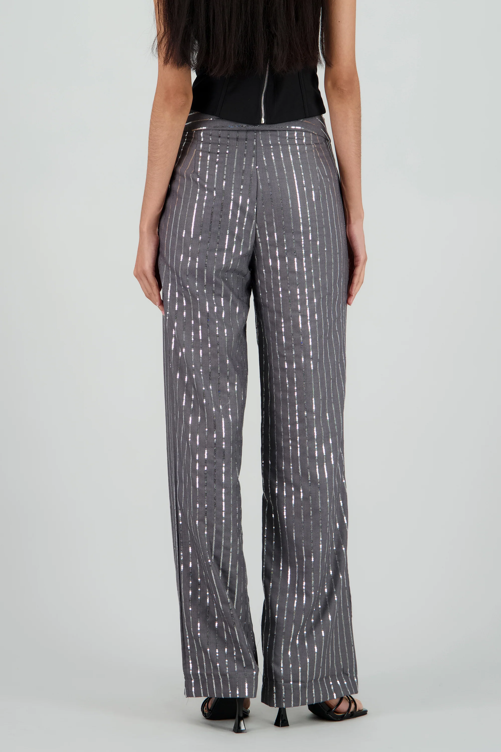 Pantalon recto de rayas con brillos - Image 4