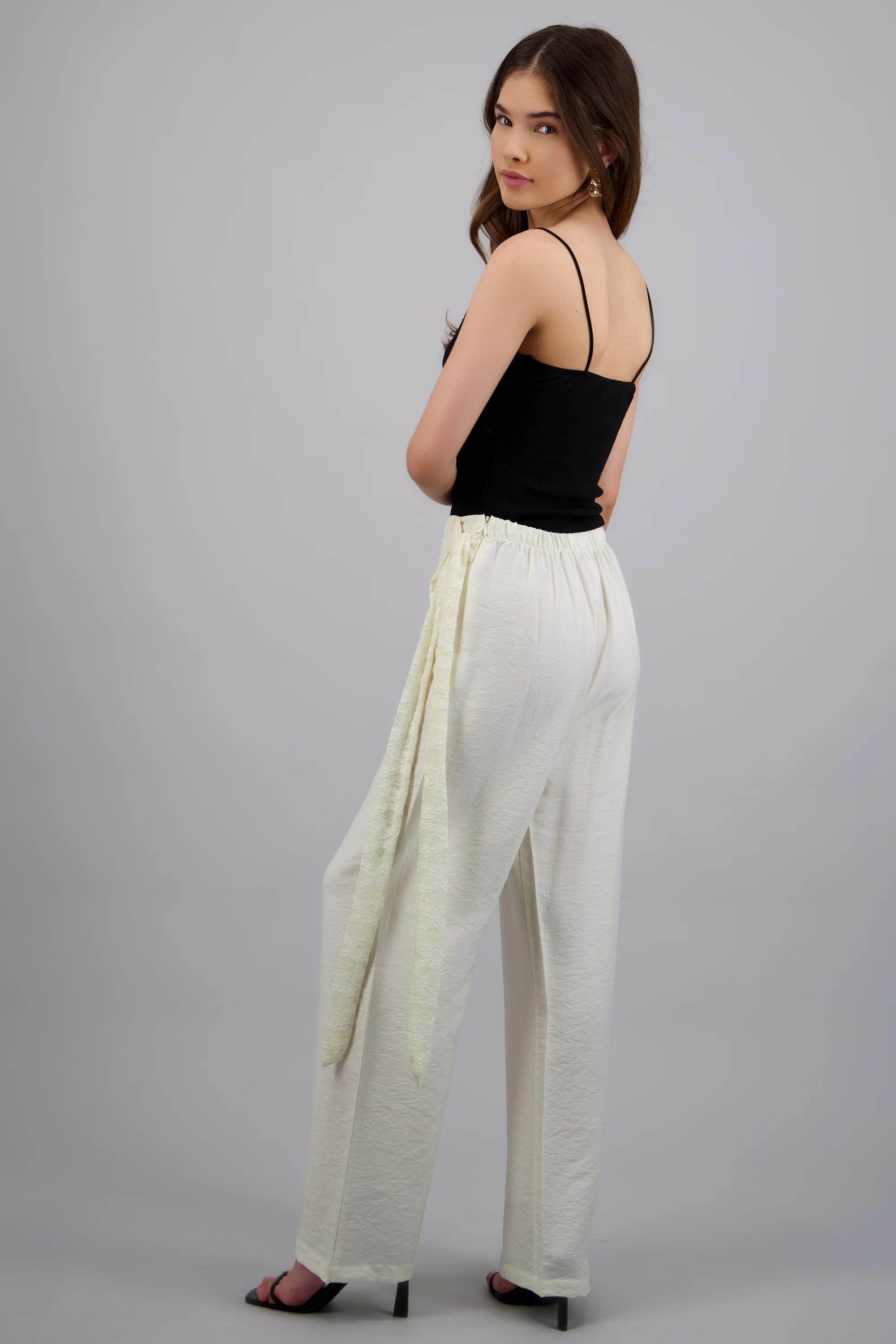 Pantalon recto detalle mascada encaje - Image 4