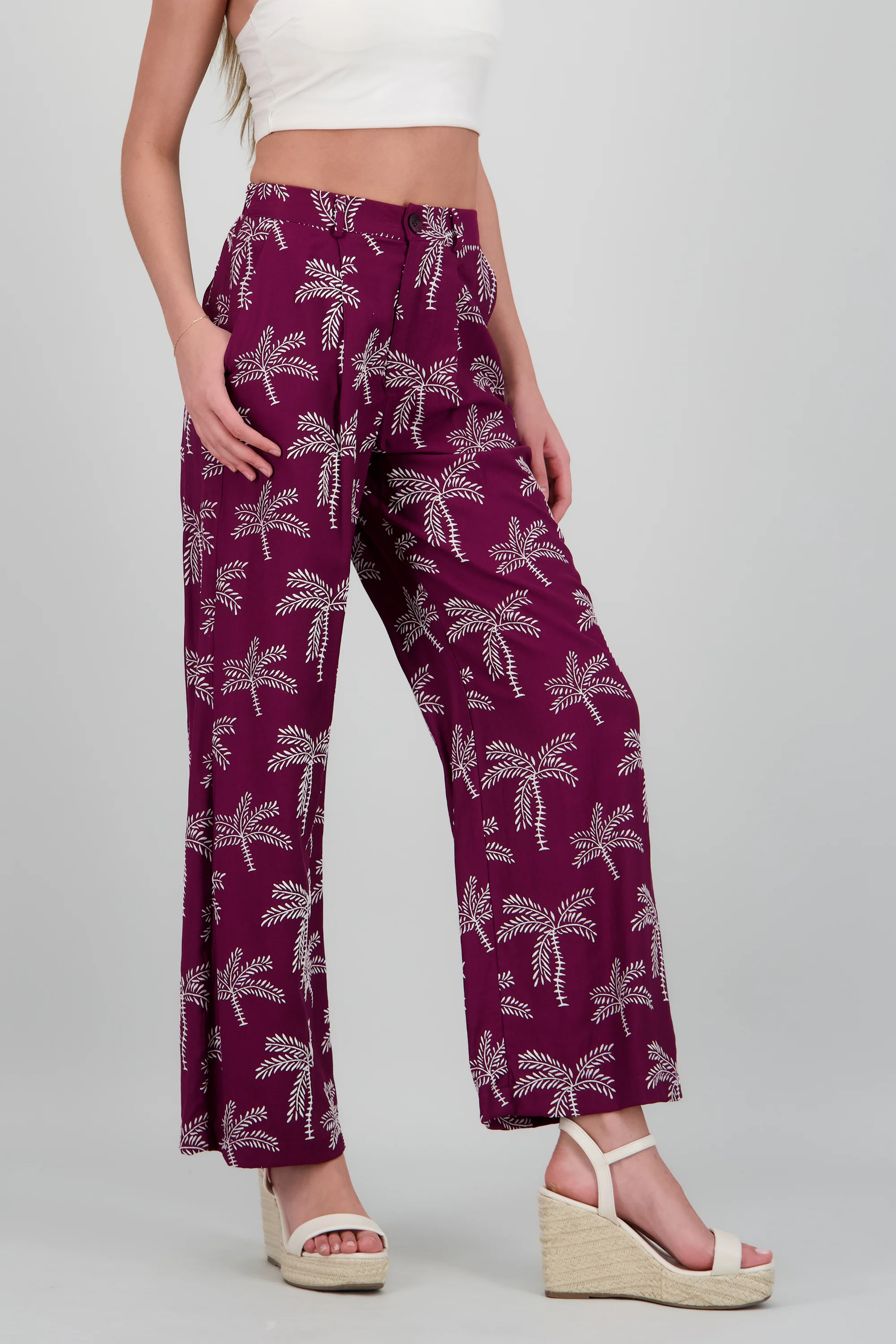 Pantalon recto estampado de palmeras - Image 3