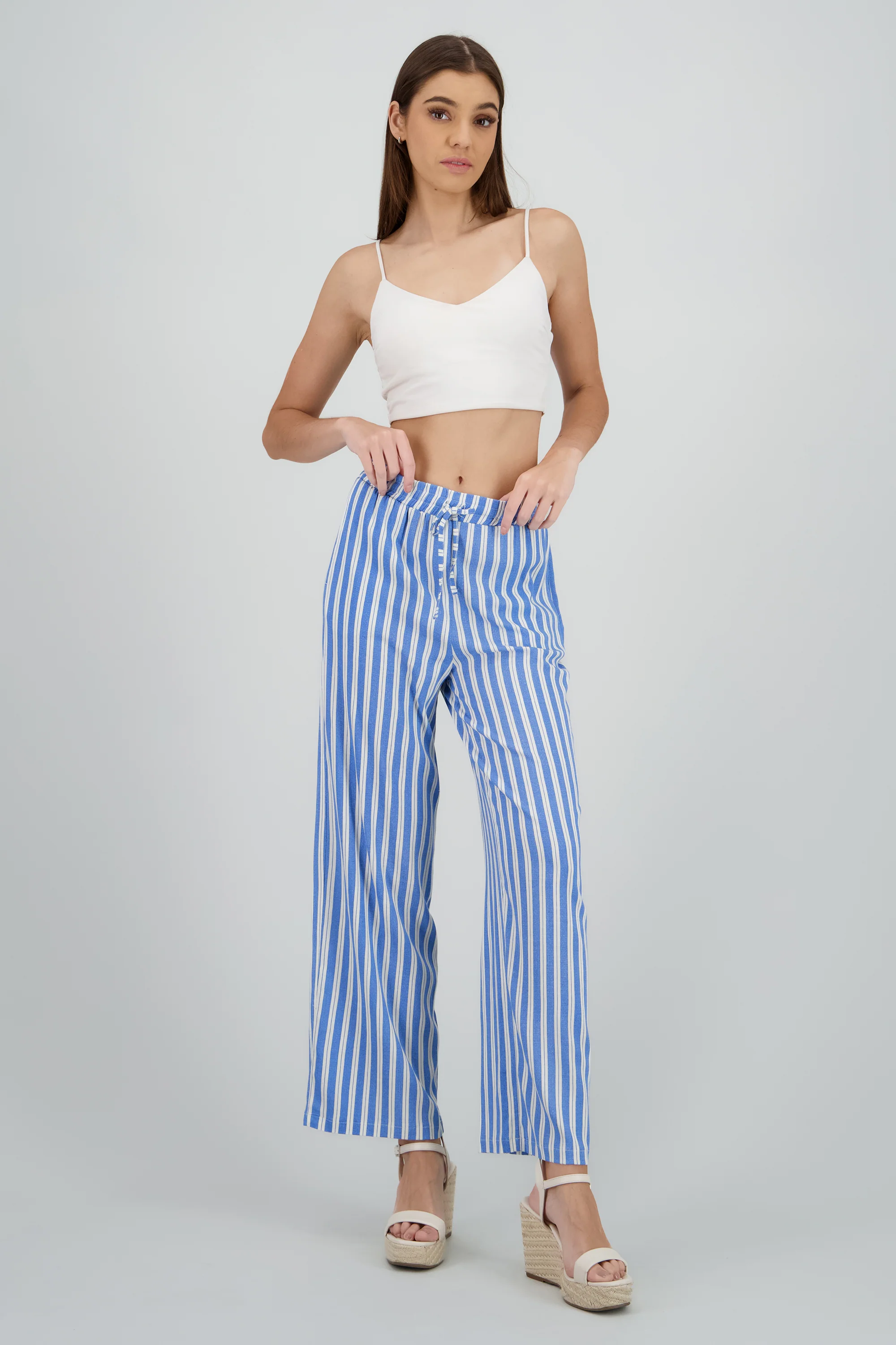 Pantalon recto estampado rayas
