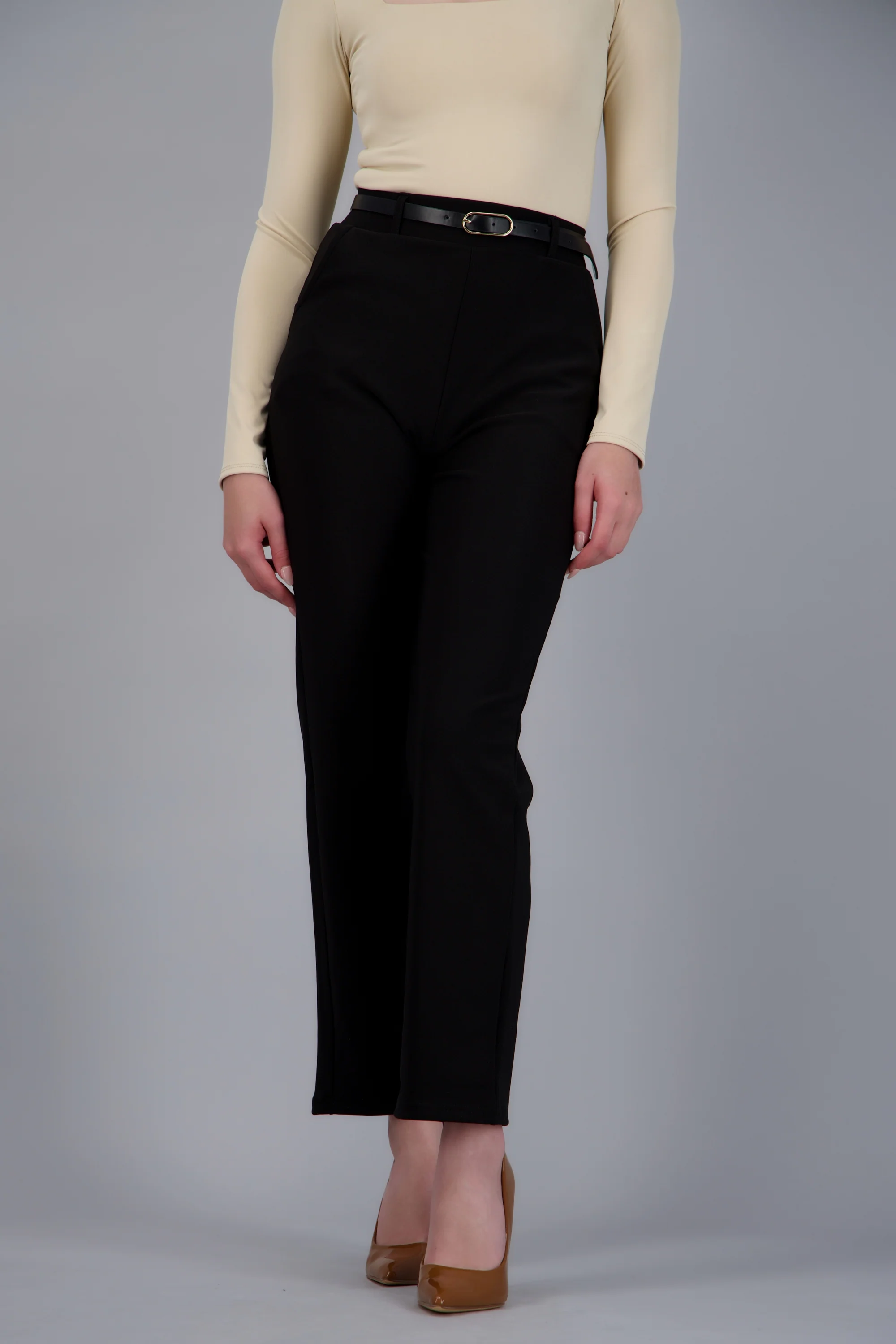 Pantalón Recto Liso Cinturón - Image 4