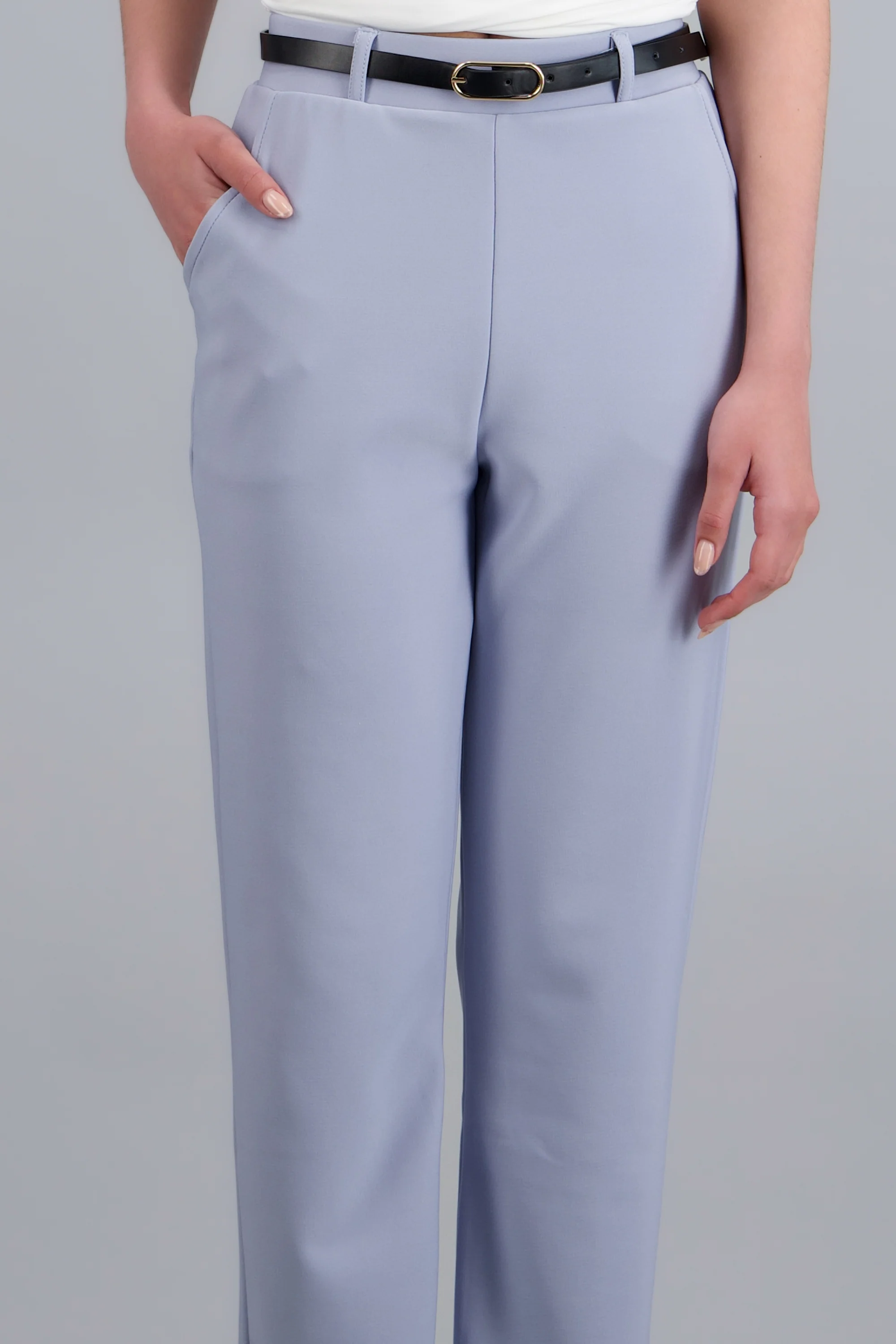 Pantalón Recto Liso Cinturón - Image 5