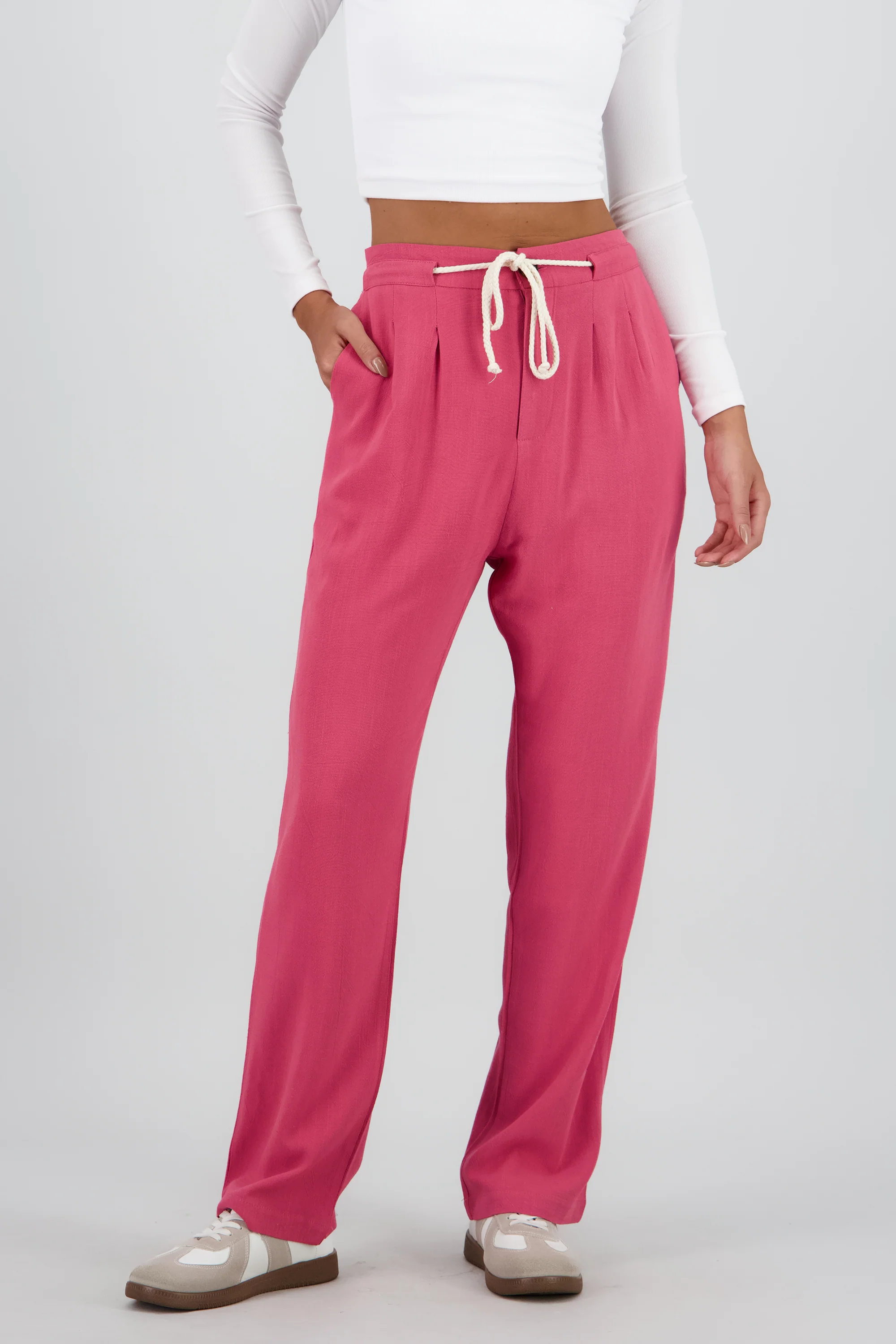 Pantalon recto liso detalle cinturon - Image 2