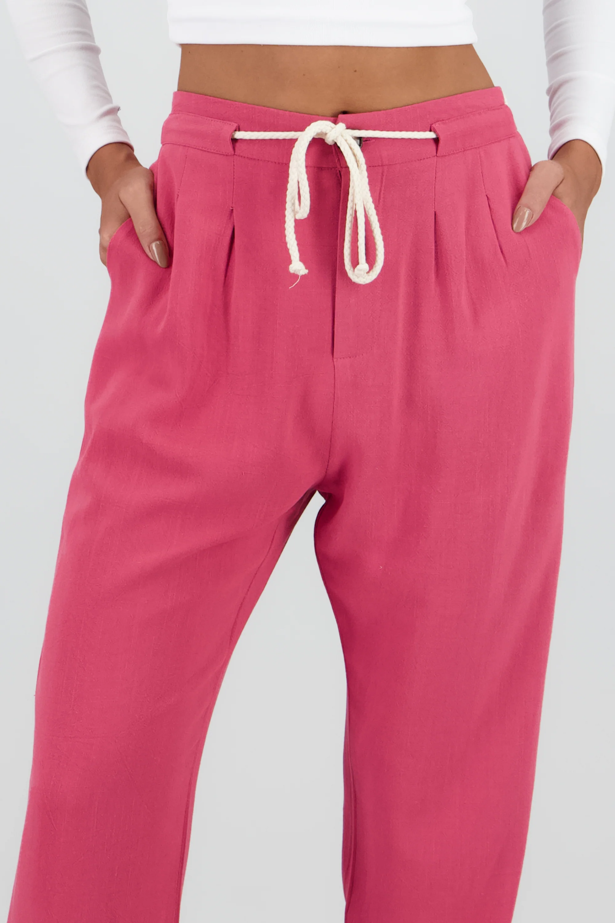 Pantalon recto liso detalle cinturon - Image 5