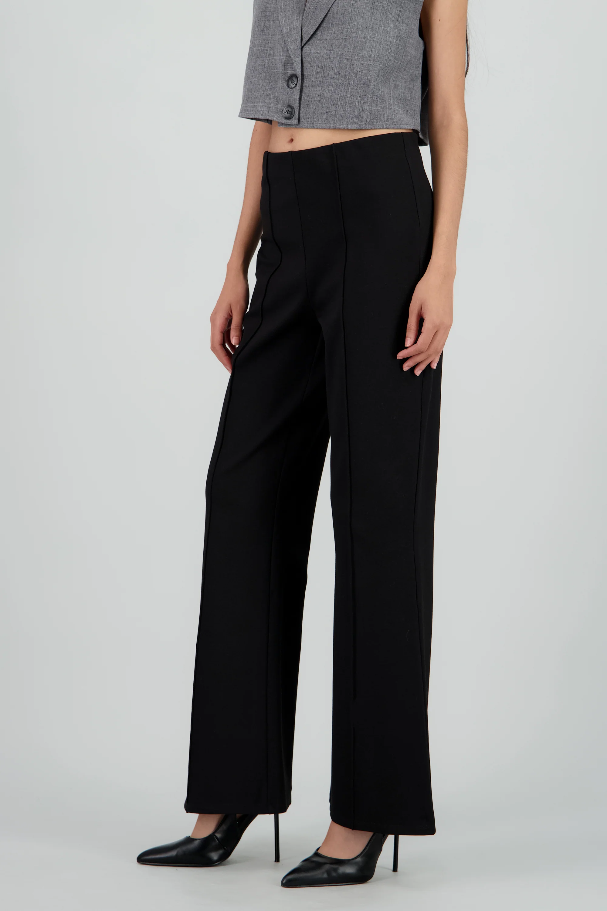 Pantalon recto liso detalle costuras - Image 3
