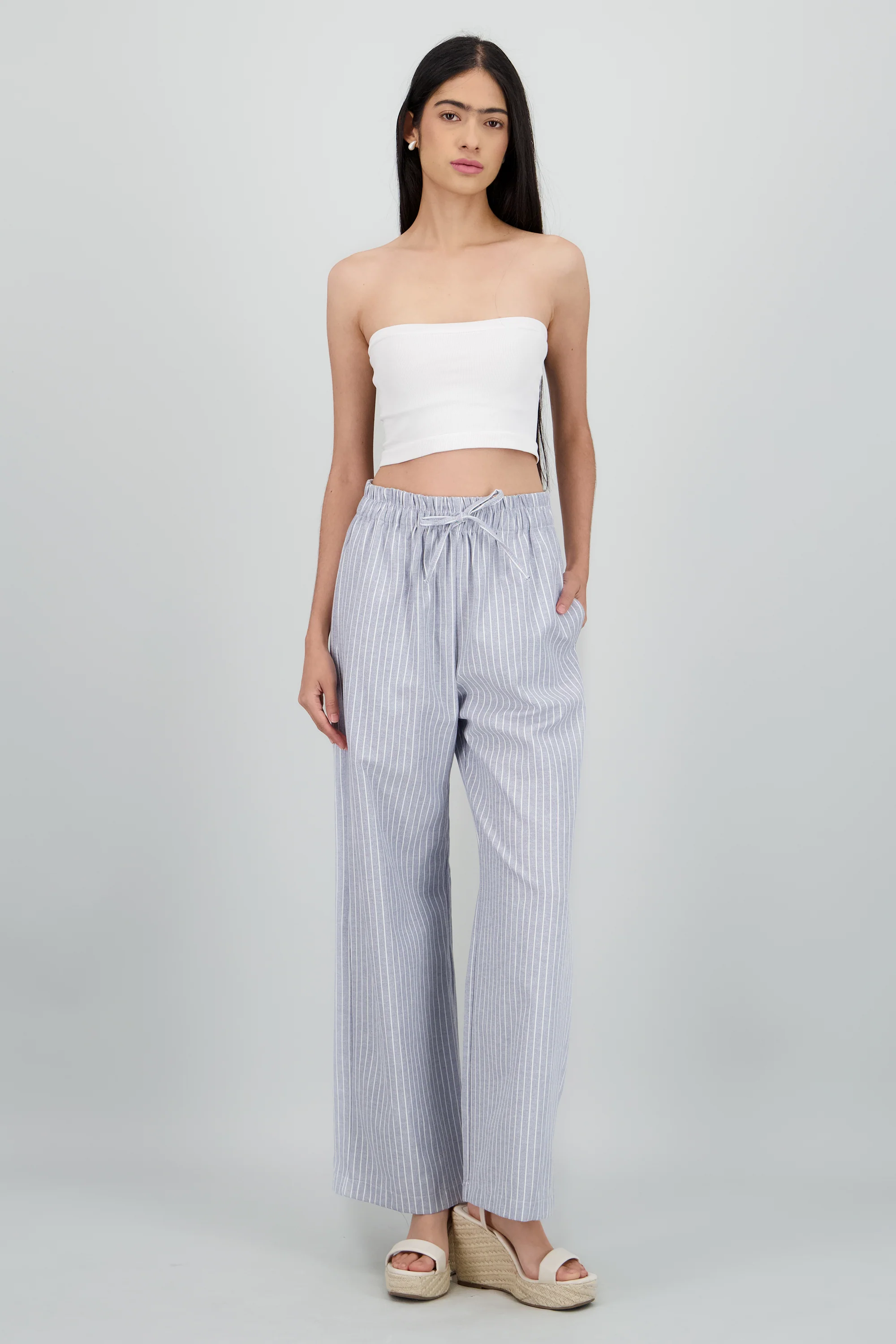 Pantalon resorte detalle rayas
