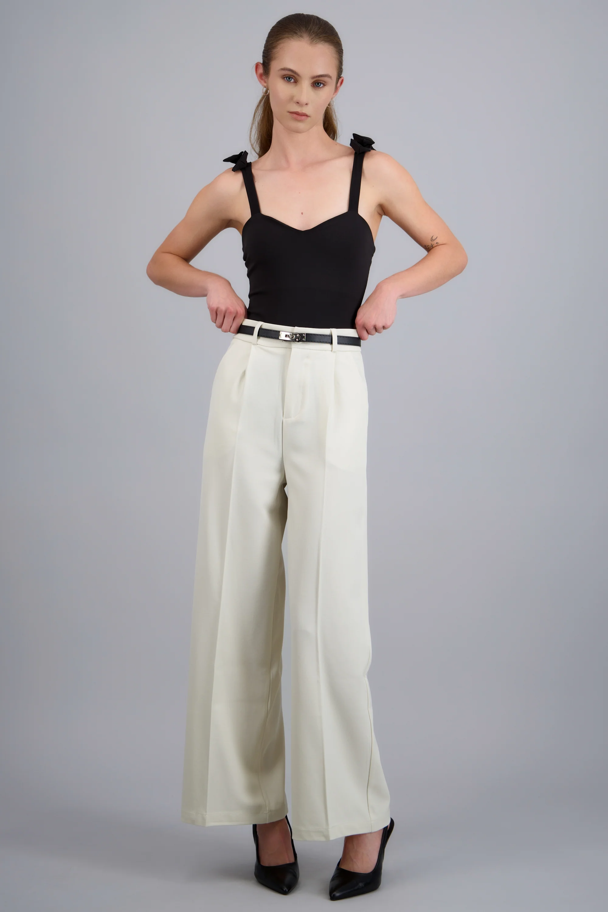 Pantalon sastre corte con cinturon hebilla - Image 2