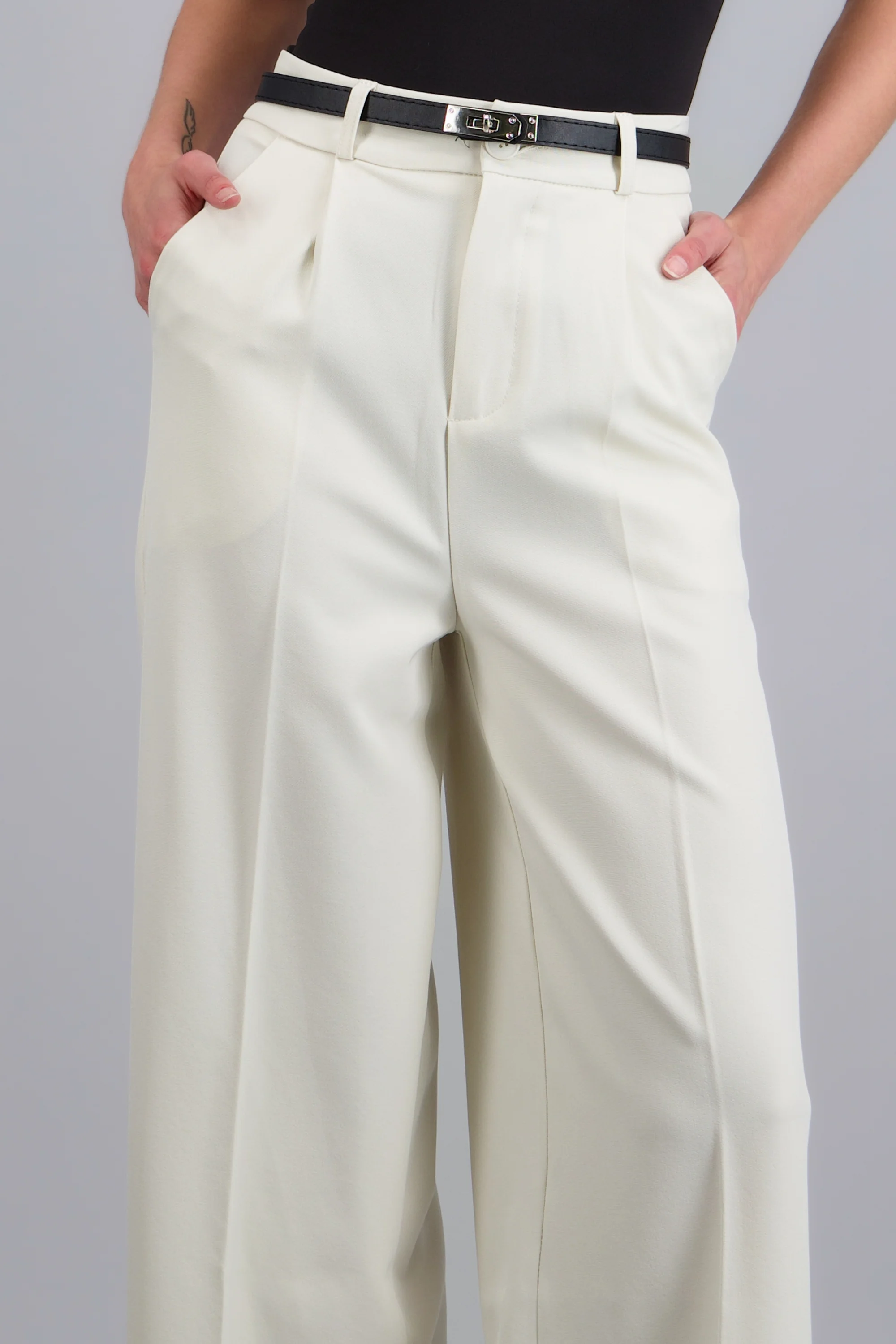 Pantalon sastre corte con cinturon hebilla - Image 5