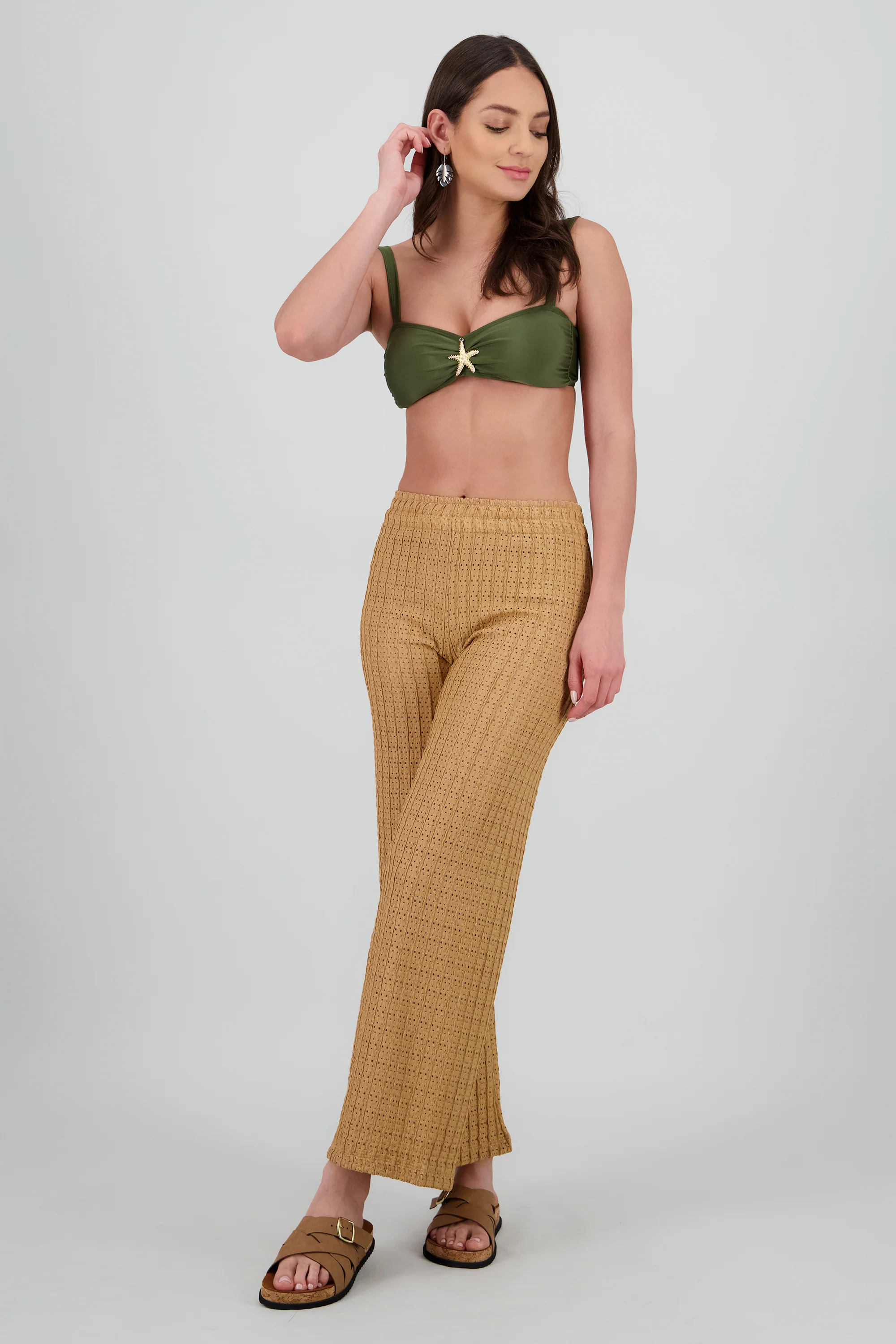Pantalon textura recto resorte
