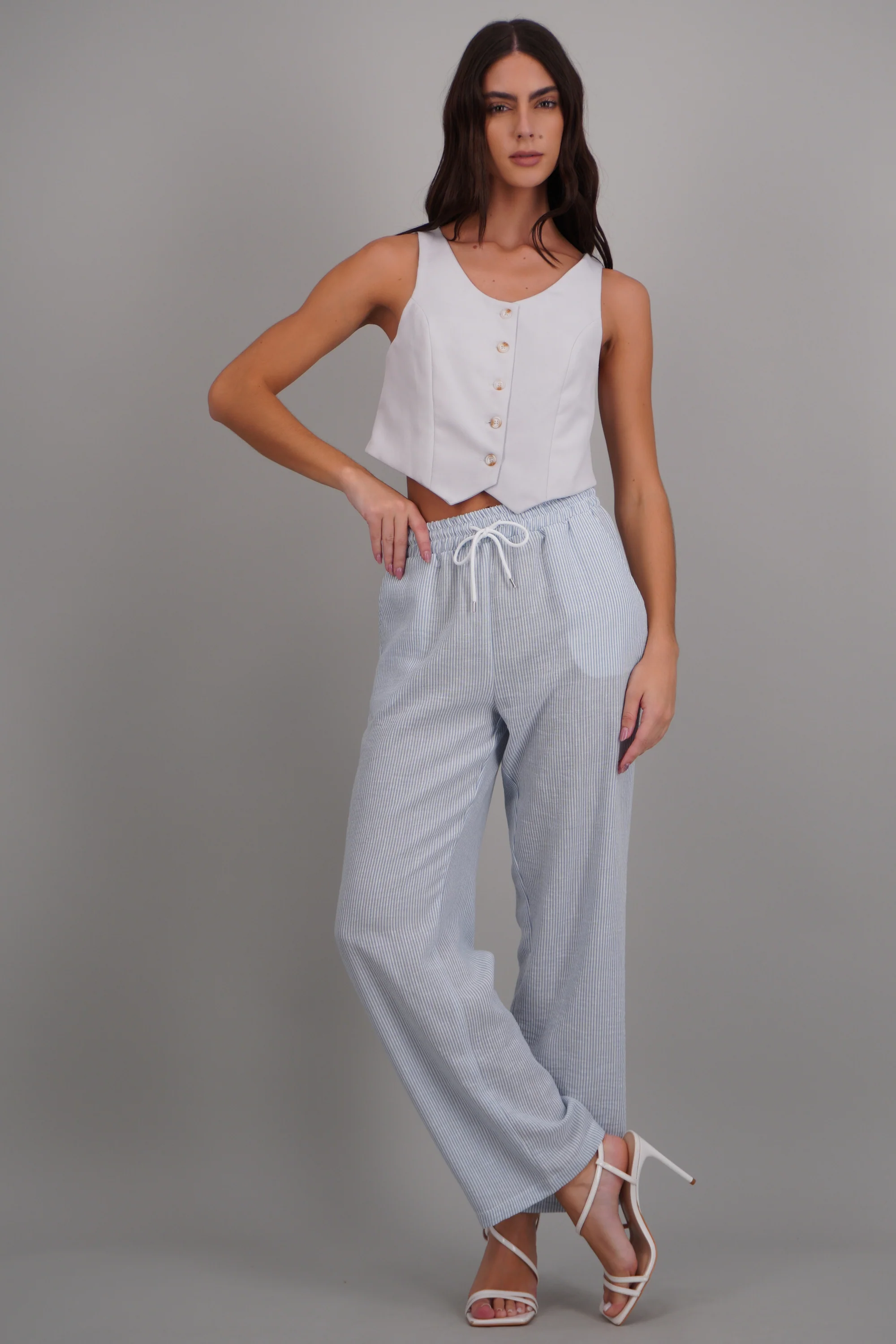 pantalon tipo lino rayas - Image 2