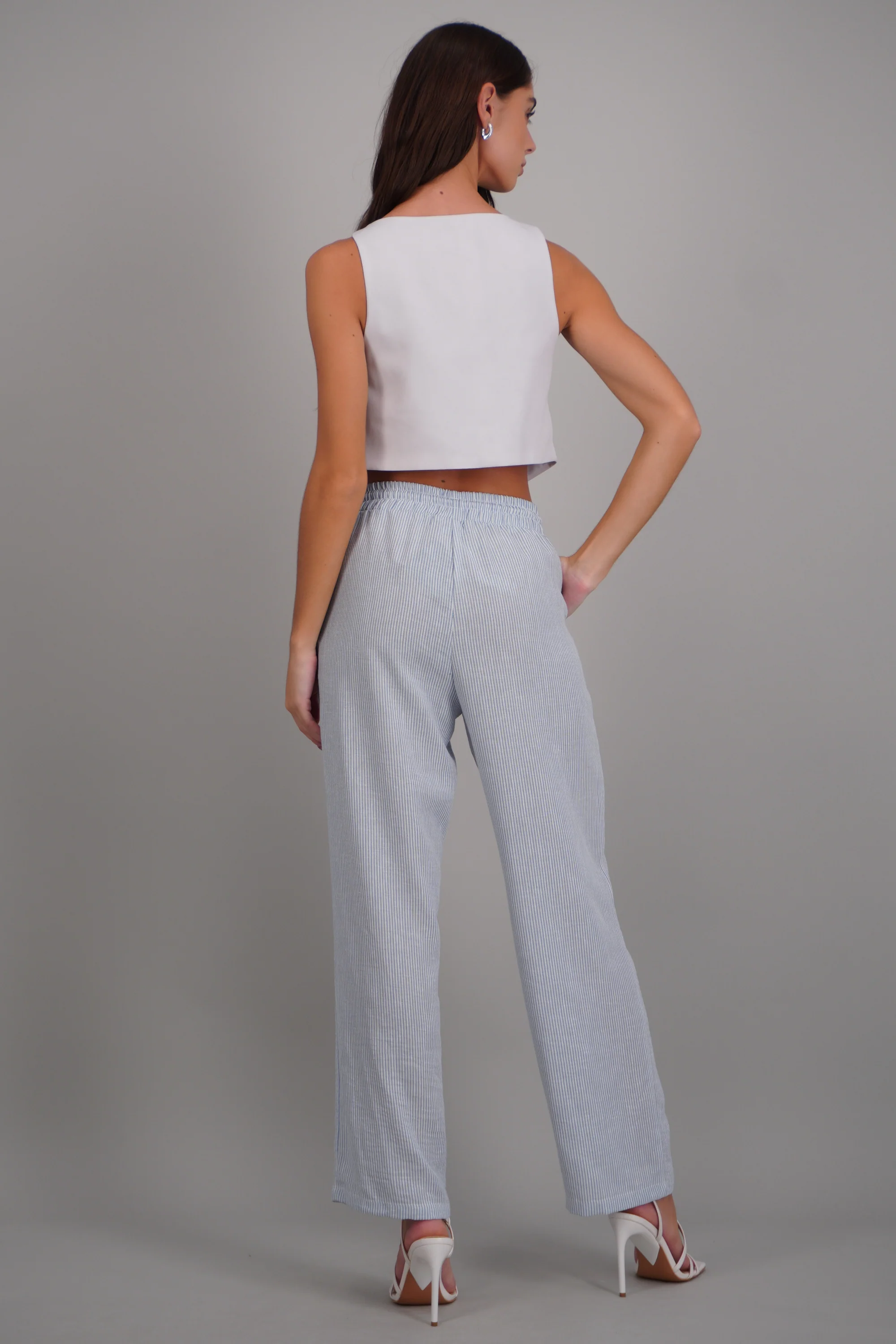 pantalon tipo lino rayas - Image 4