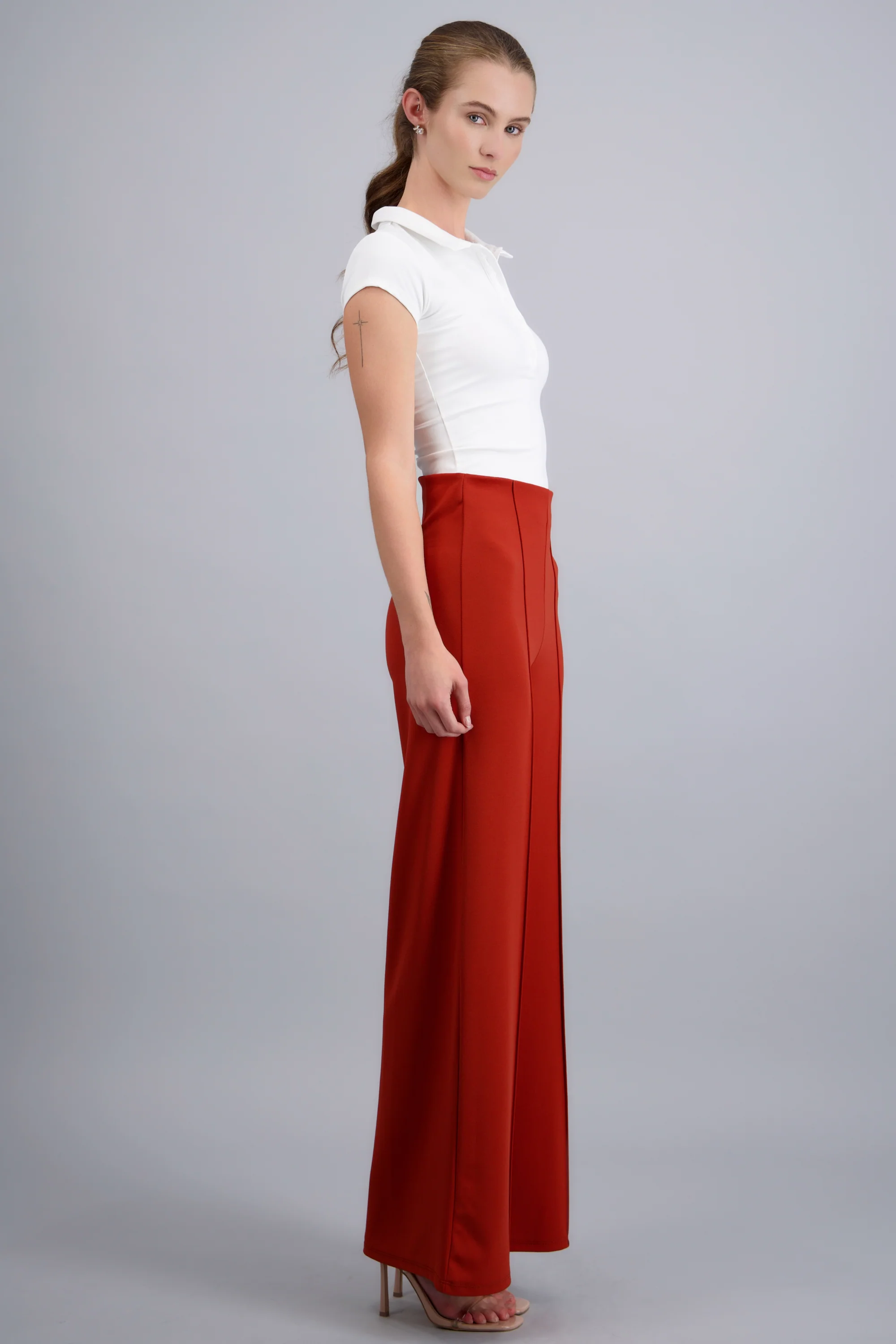 Pantalón Wide Leg Cintura Alta Costuras - Image 2