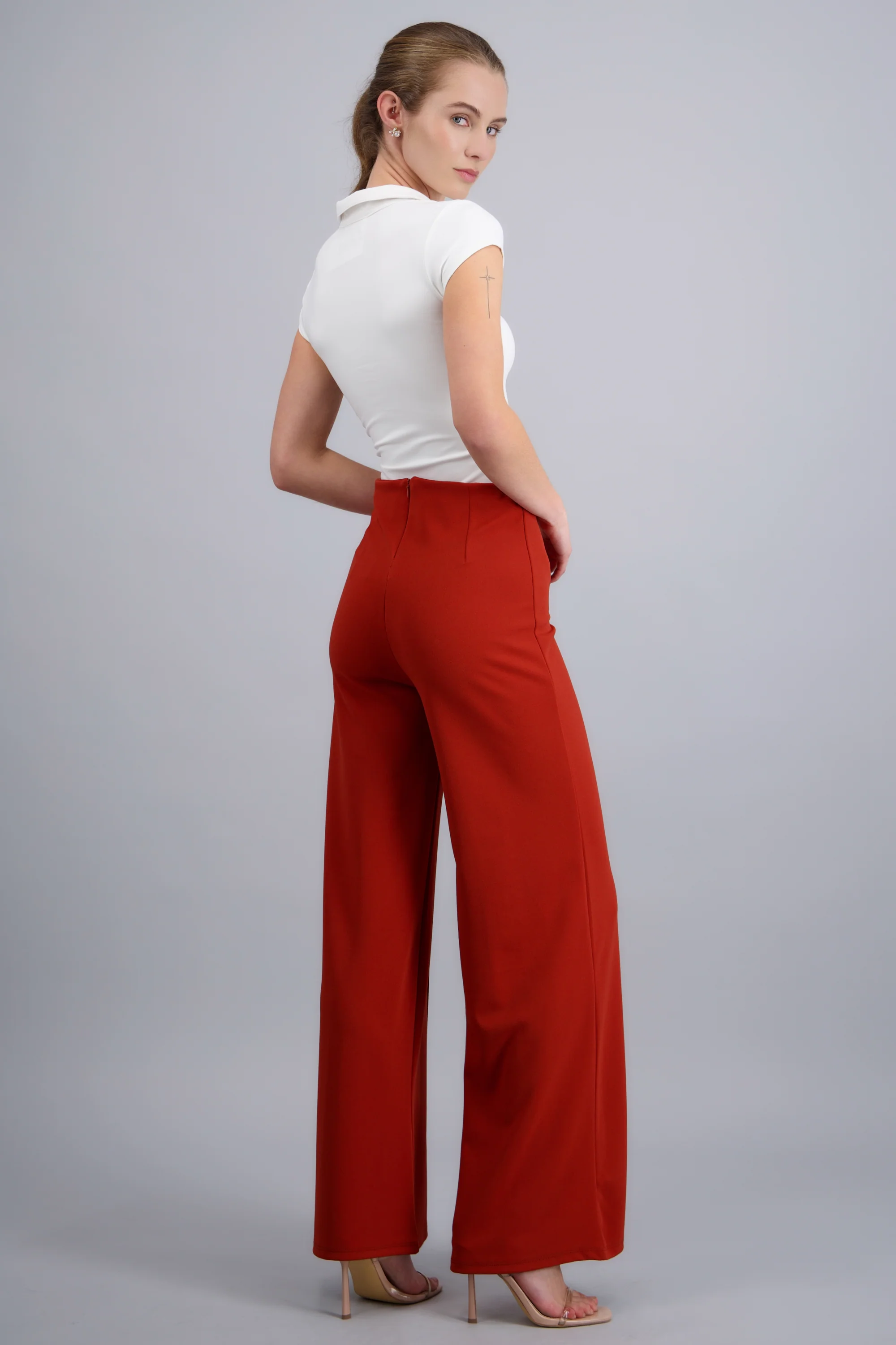 Pantalón Wide Leg Cintura Alta Costuras - Image 4
