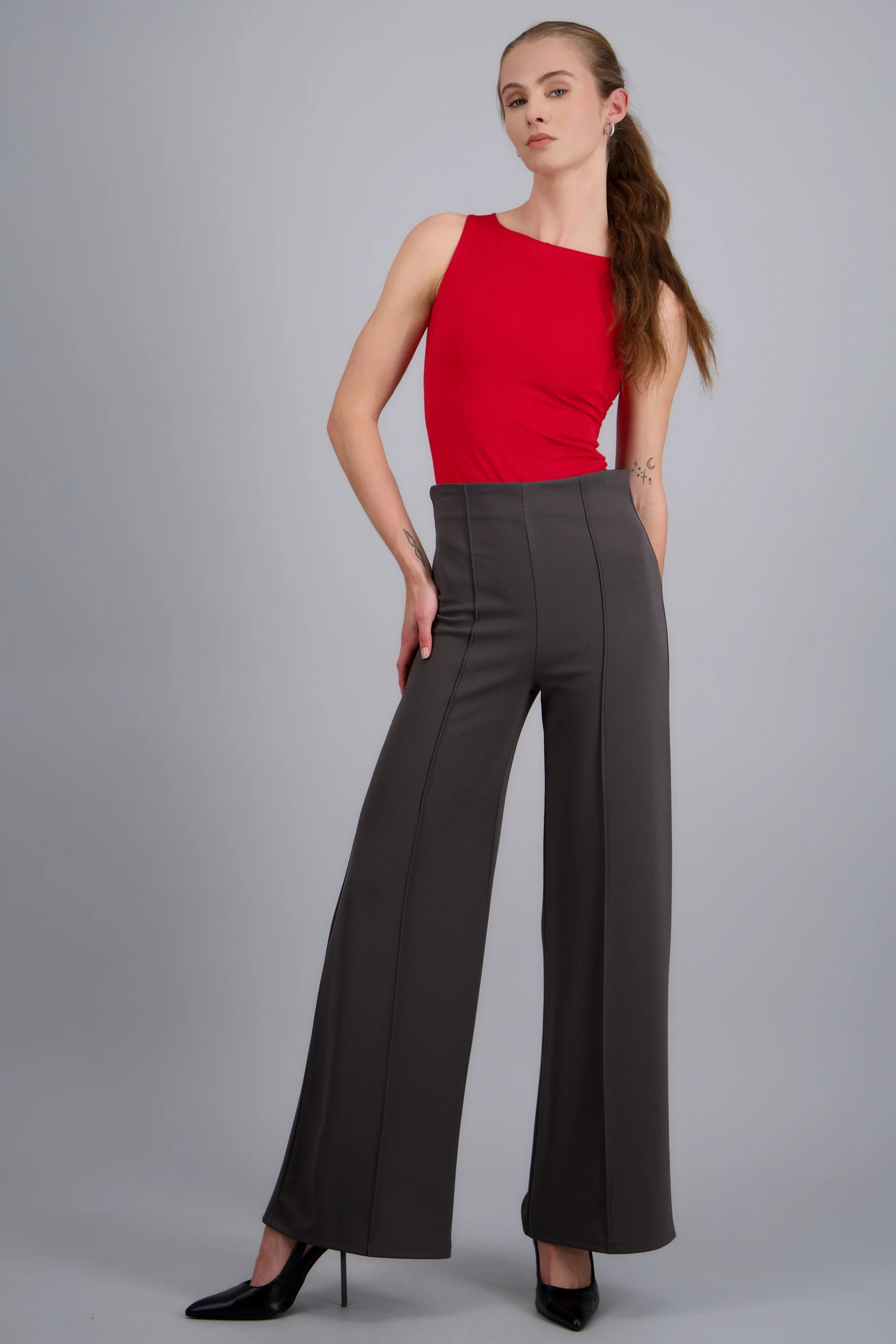 Pantalón Wide Leg Cintura Alta Costuras - Image 2