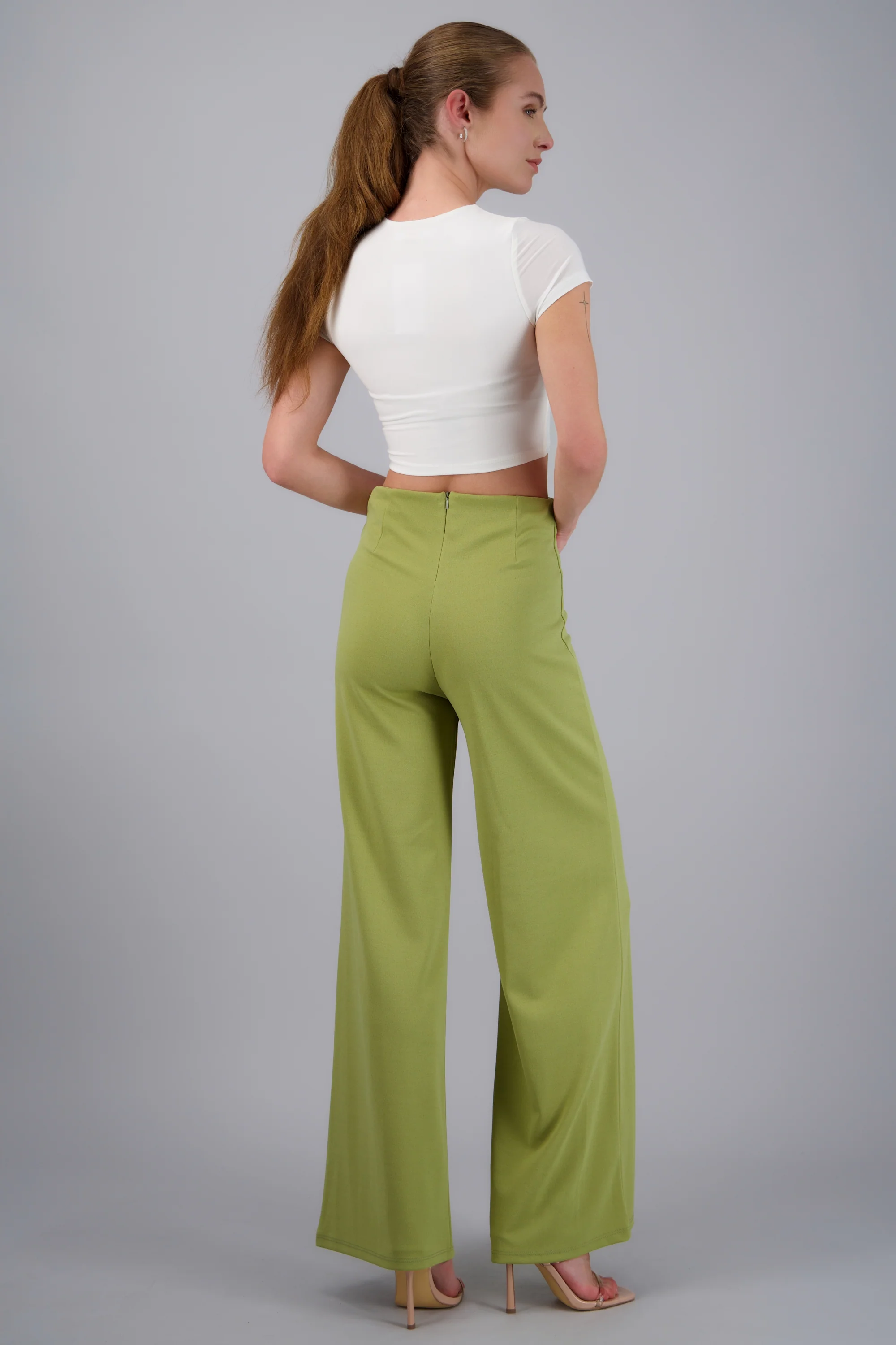 Pantalón Wide Leg Cintura Alta Costuras - Image 5
