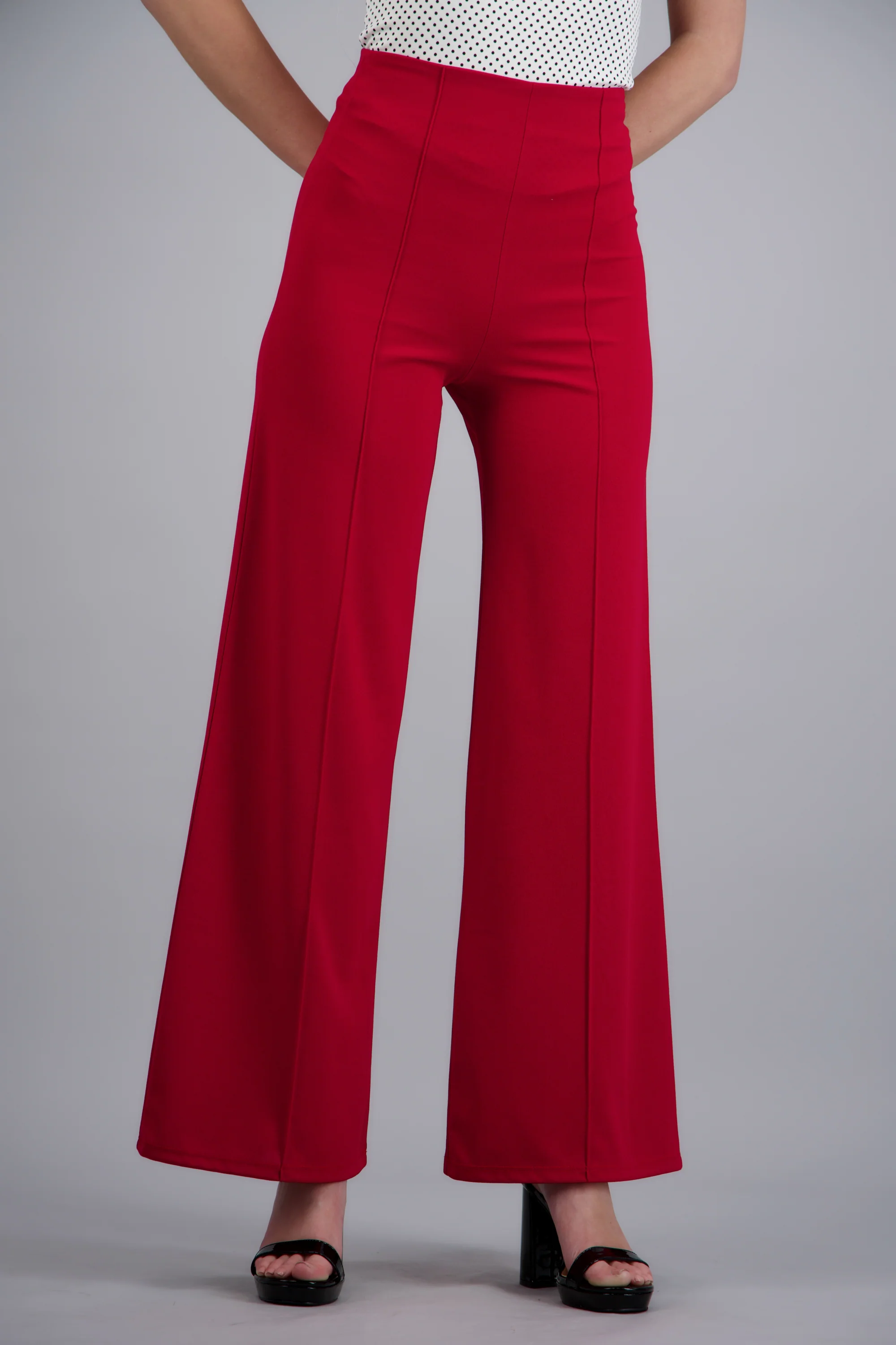 Pantalón Wide Leg Cintura Alta Costuras - Image 3