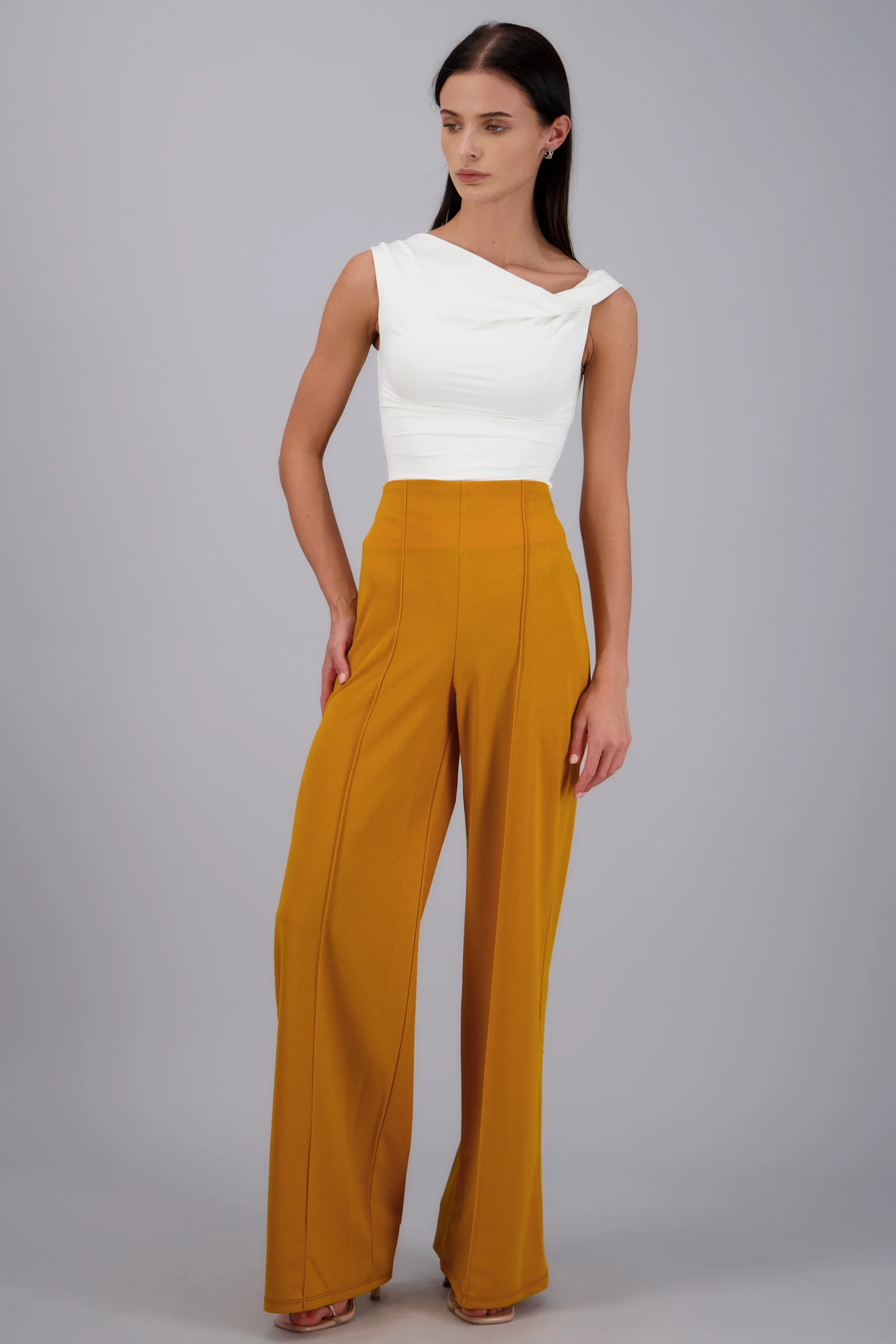 Pantalón Wide Leg Cintura Alta Costuras - Image 2