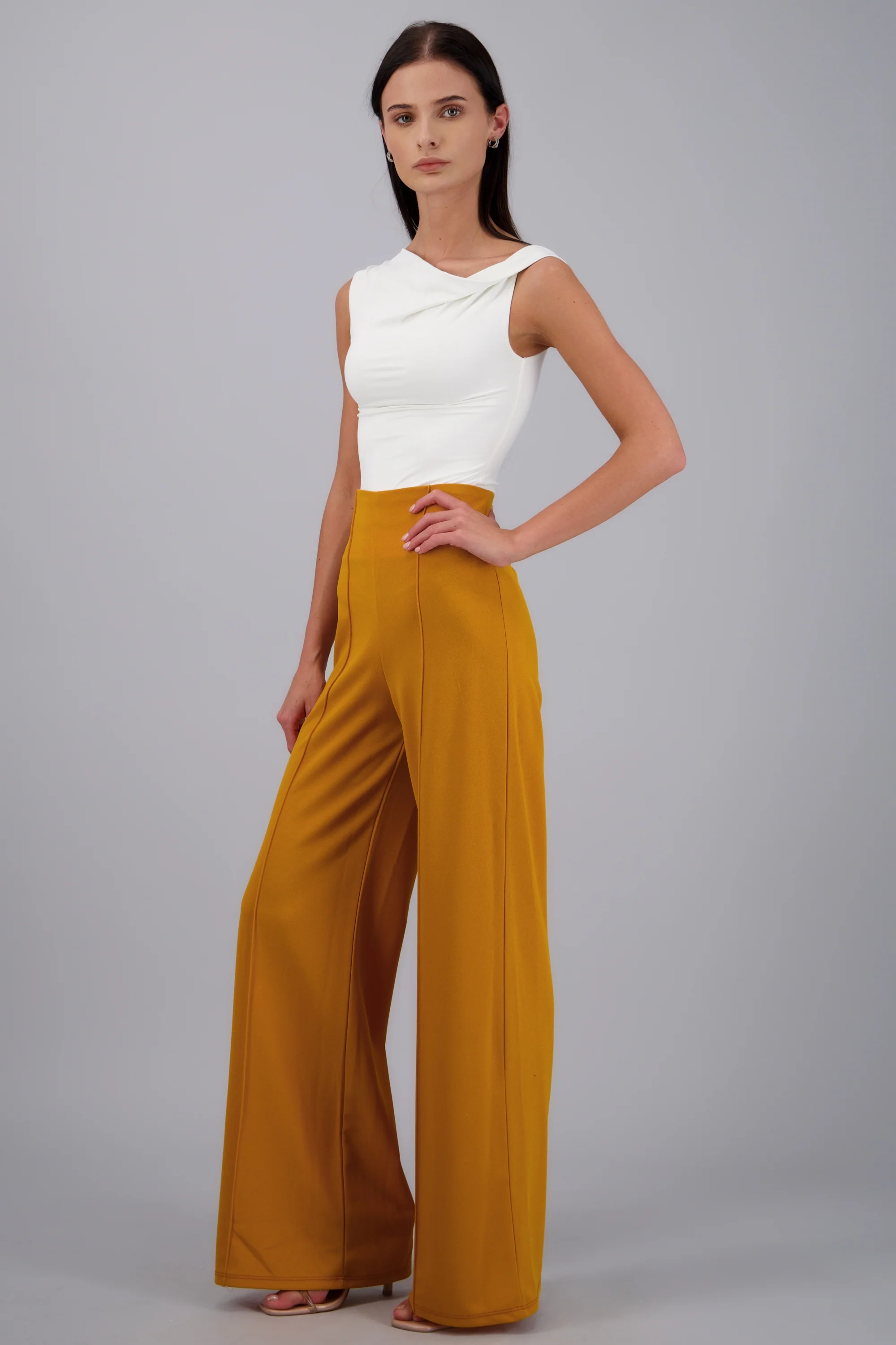 Pantalón Wide Leg Cintura Alta Costuras - Image 3