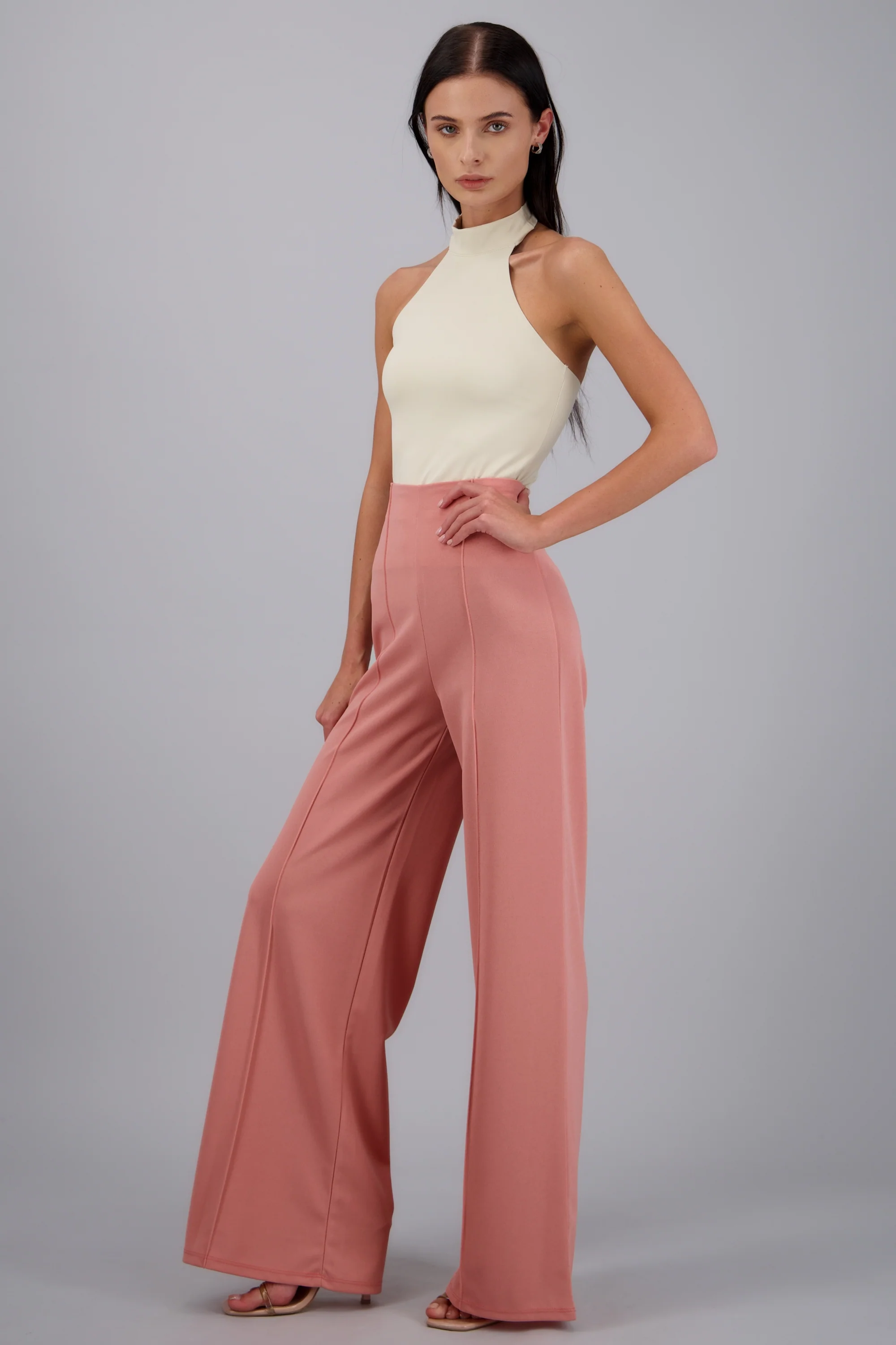 Pantalón Wide Leg Cintura Alta Costuras - Image 3
