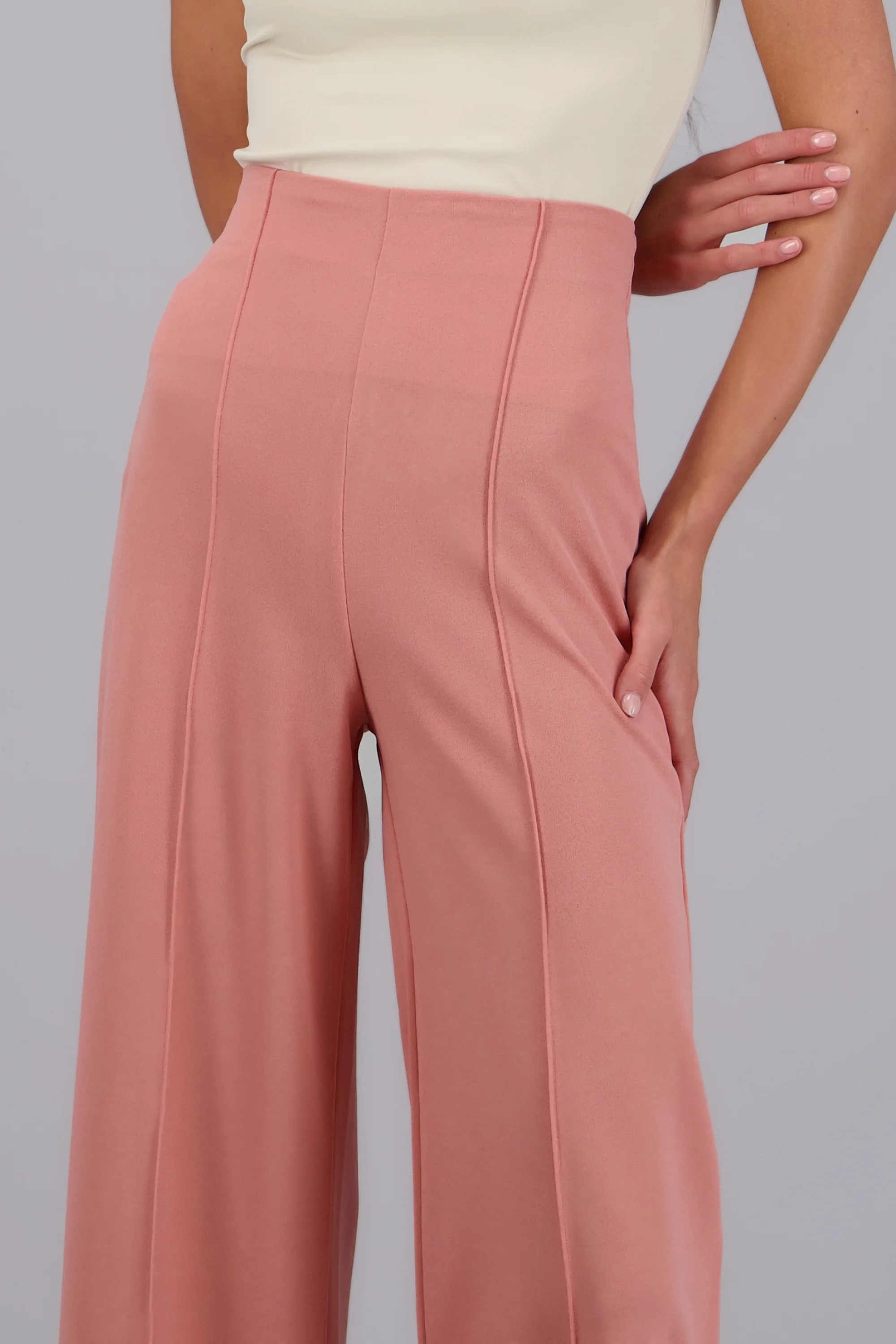 Pantalón Wide Leg Cintura Alta Costuras - Image 5