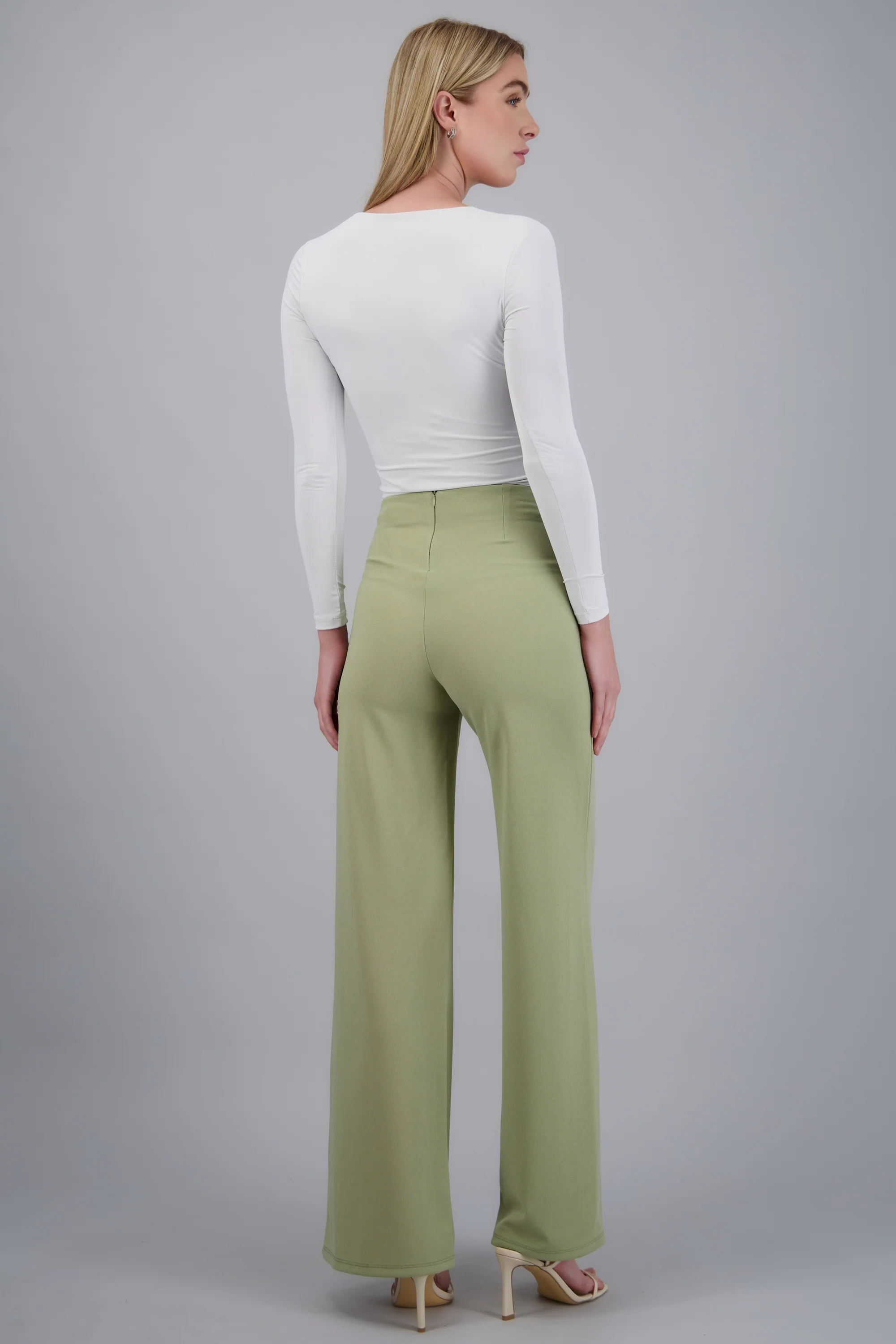Pantalón Wide Leg Cintura Alta Costuras - Image 4