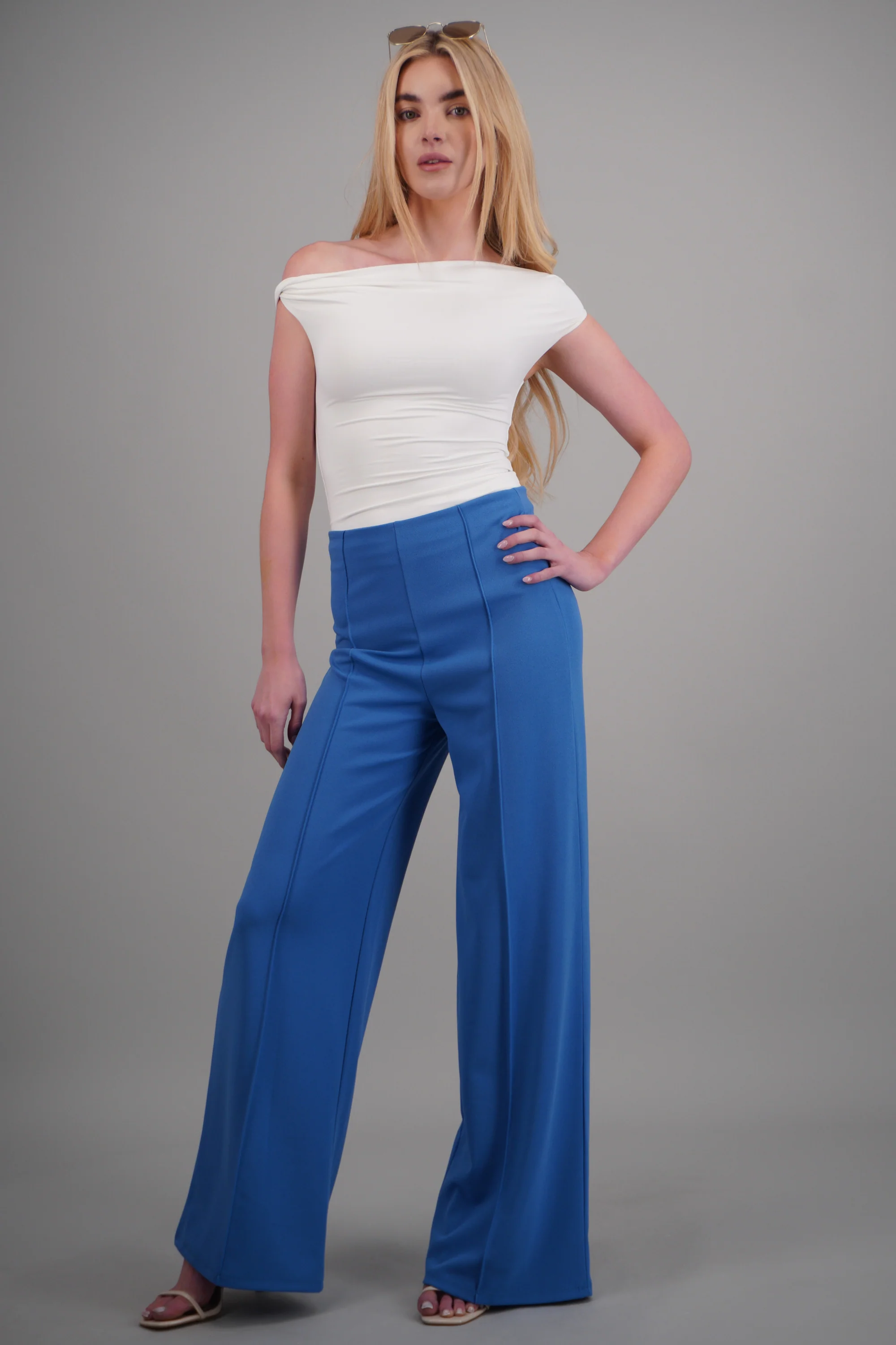 Pantalón Wide Leg Cintura Alta Costuras - Image 2