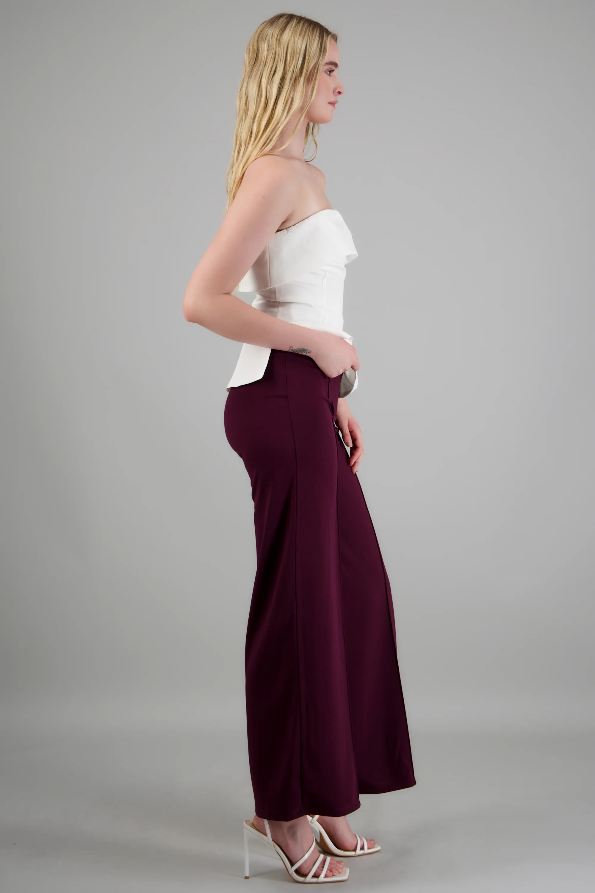 Pantalón Wide Leg Cintura Alta Costuras - Image 3