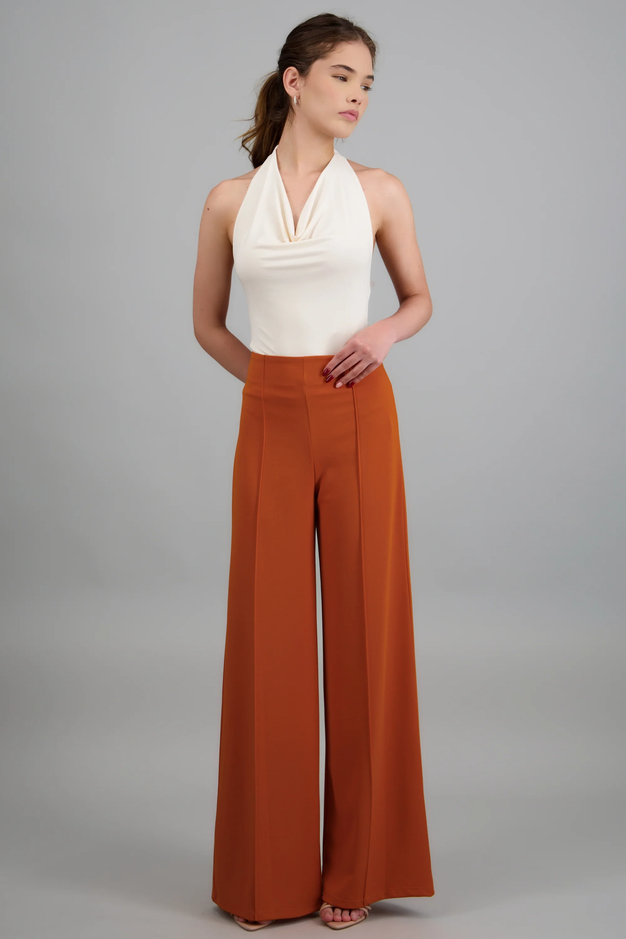 Pantalón Wide Leg Cintura Alta Costuras - Image 3