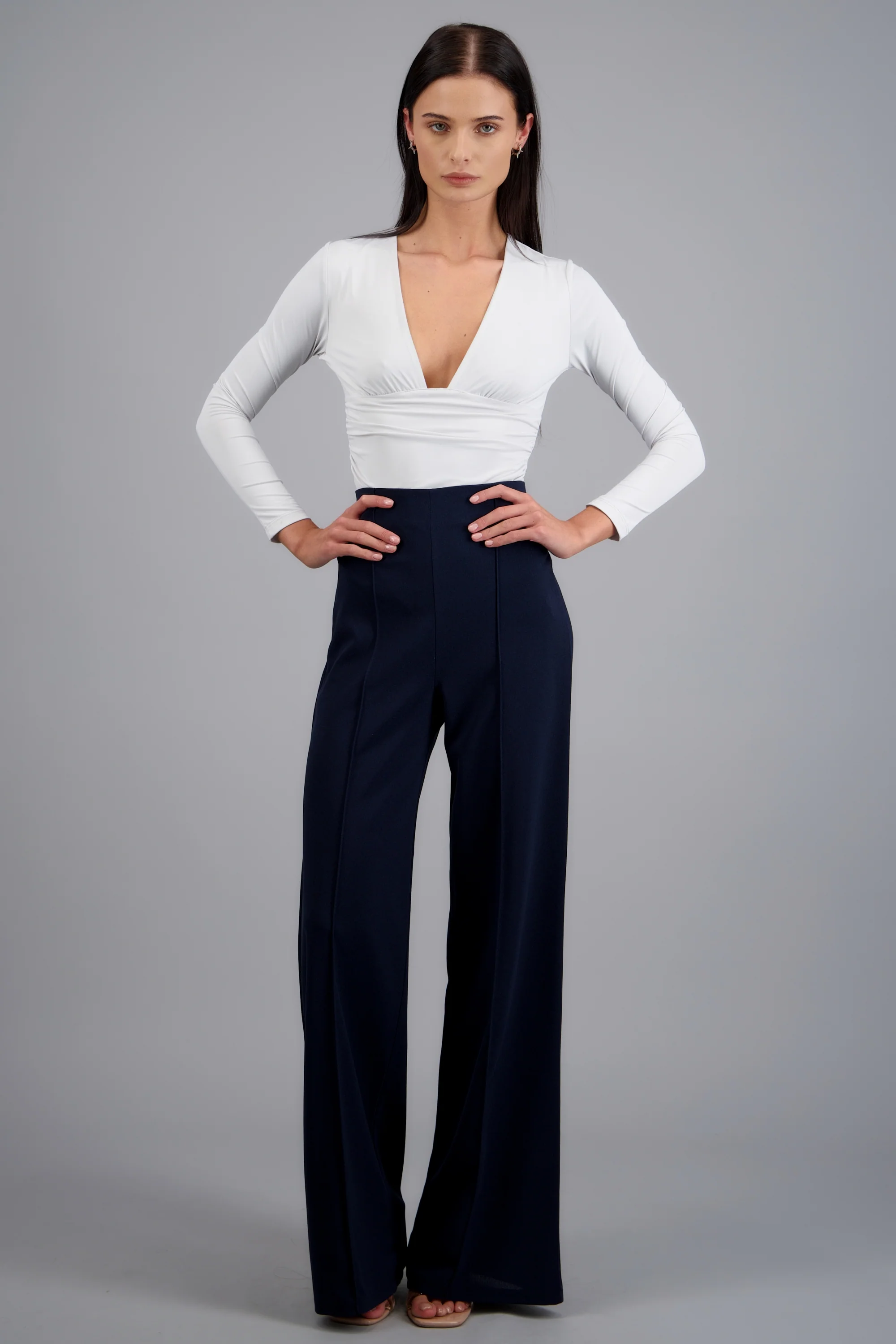 Pantalón Wide Leg Cintura Alta Costuras - Image 2
