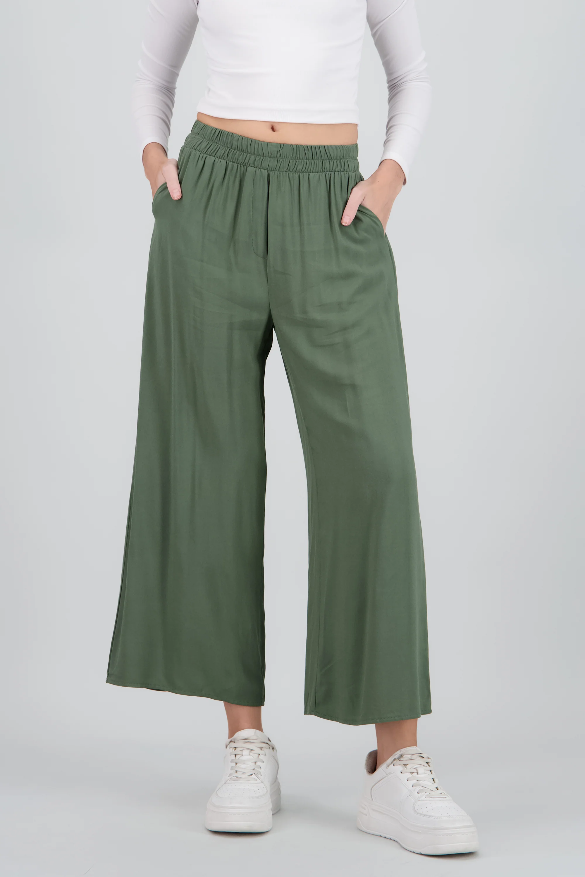 Pantalón Wide Leg Cintura Alta Fruncida - Image 2