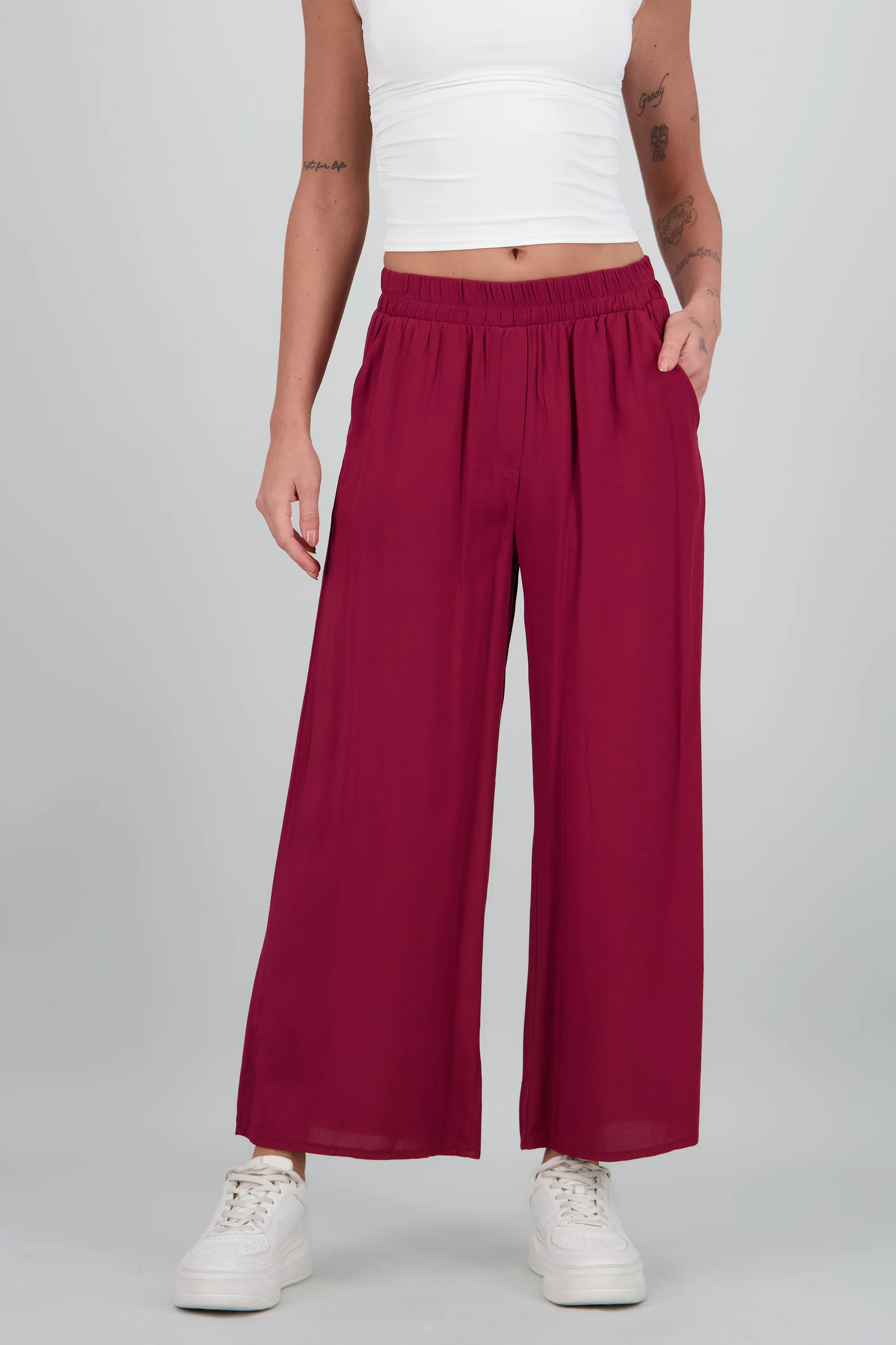 Pantalón Wide Leg Cintura Alta Fruncida - Image 2