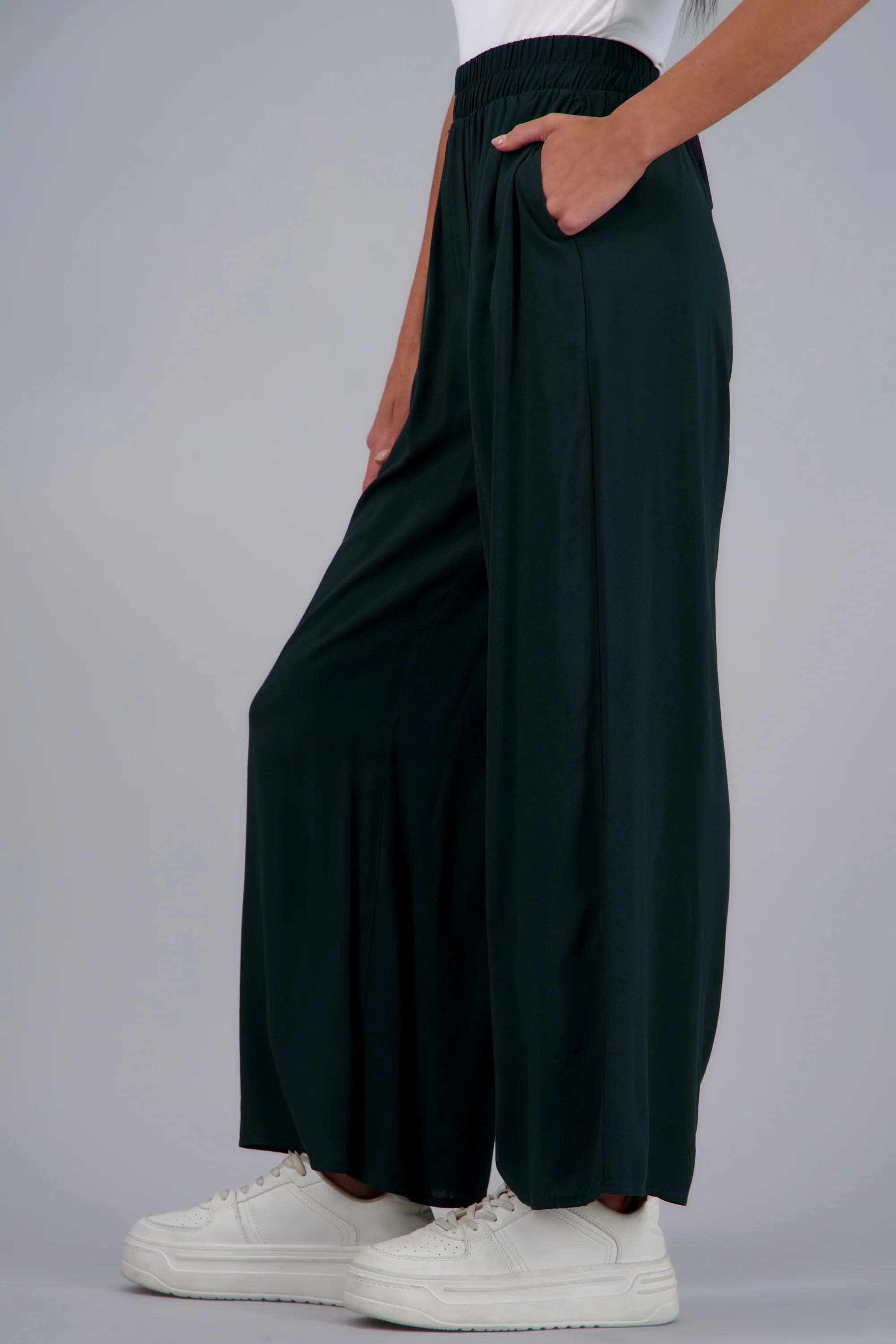 Pantalón Wide Leg Cintura Alta Fruncida - Image 5