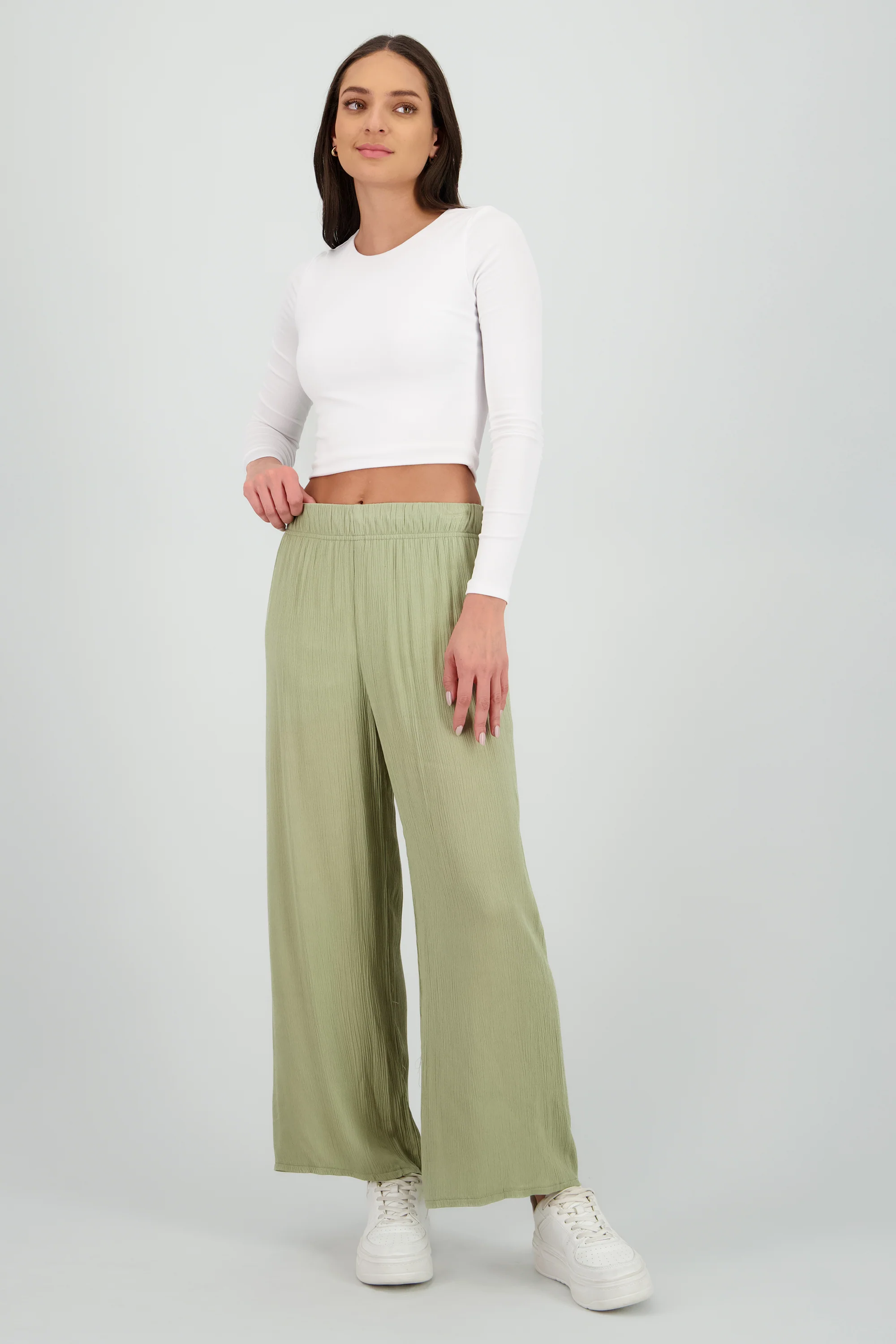 Pantalón Wide Leg Cintura Elástico