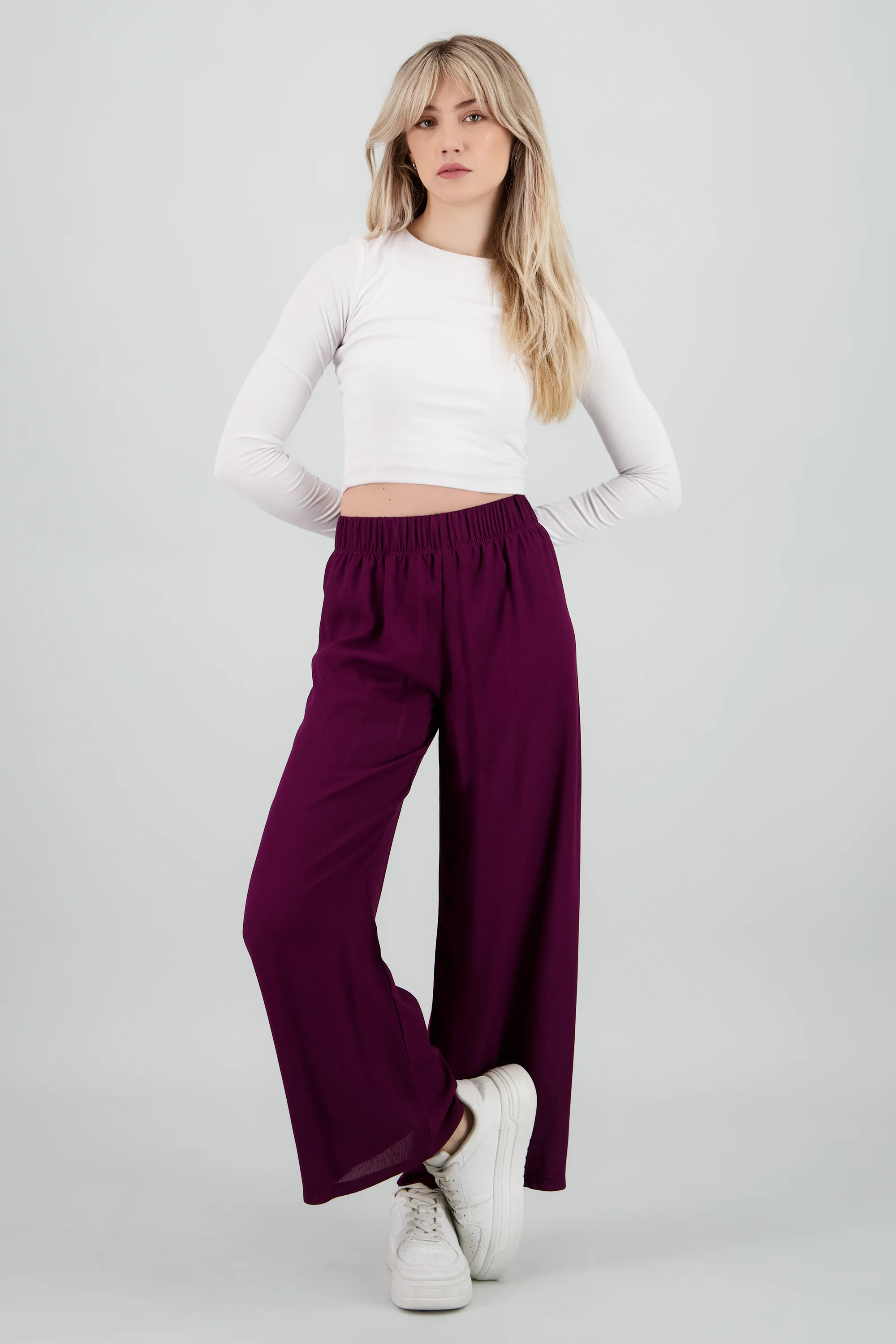 Pantalón Wide Leg Cintura Elástico