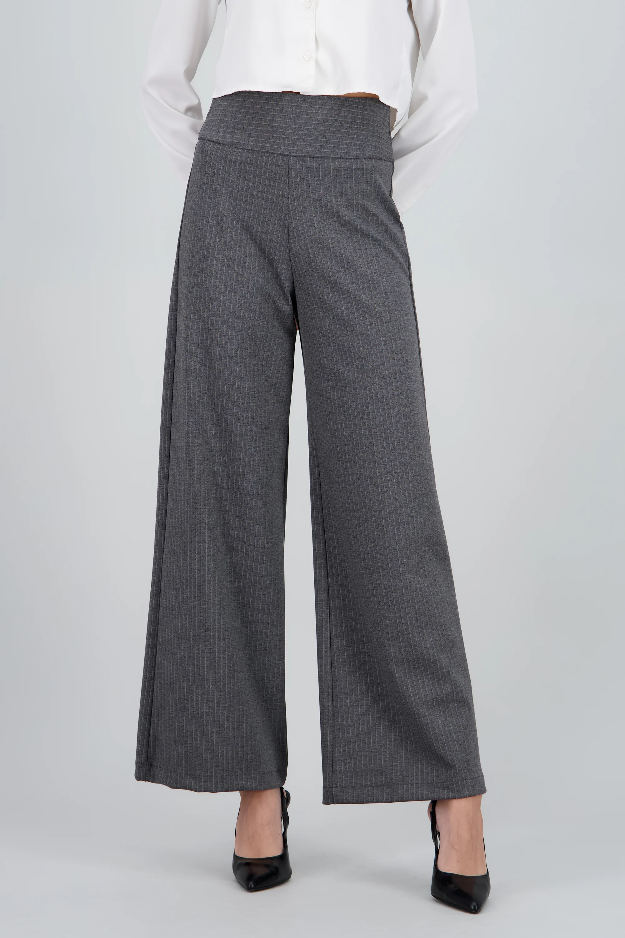 Pantalon wide leg con pretina ancha rayas - Image 2