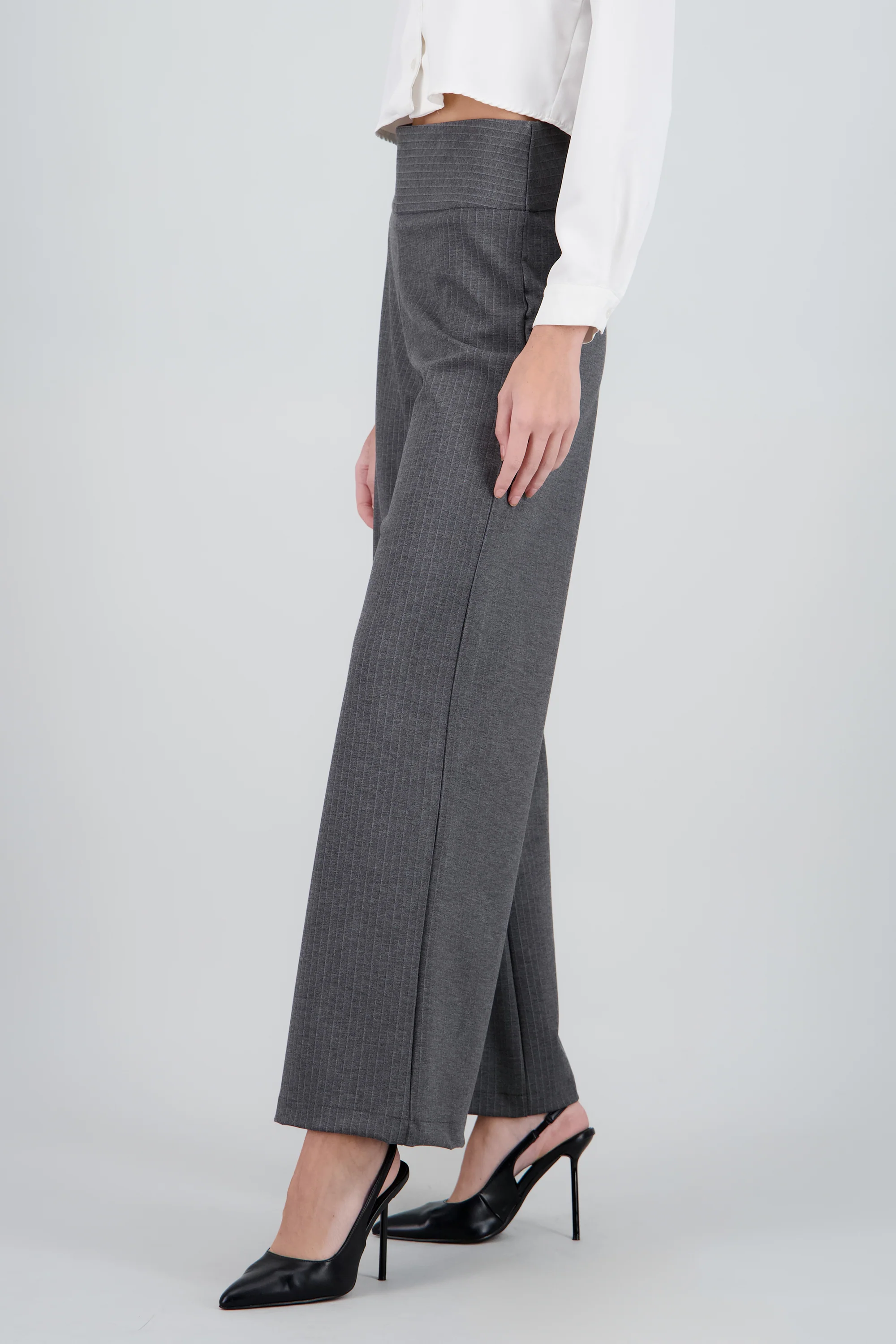Pantalon wide leg con pretina ancha rayas - Image 3