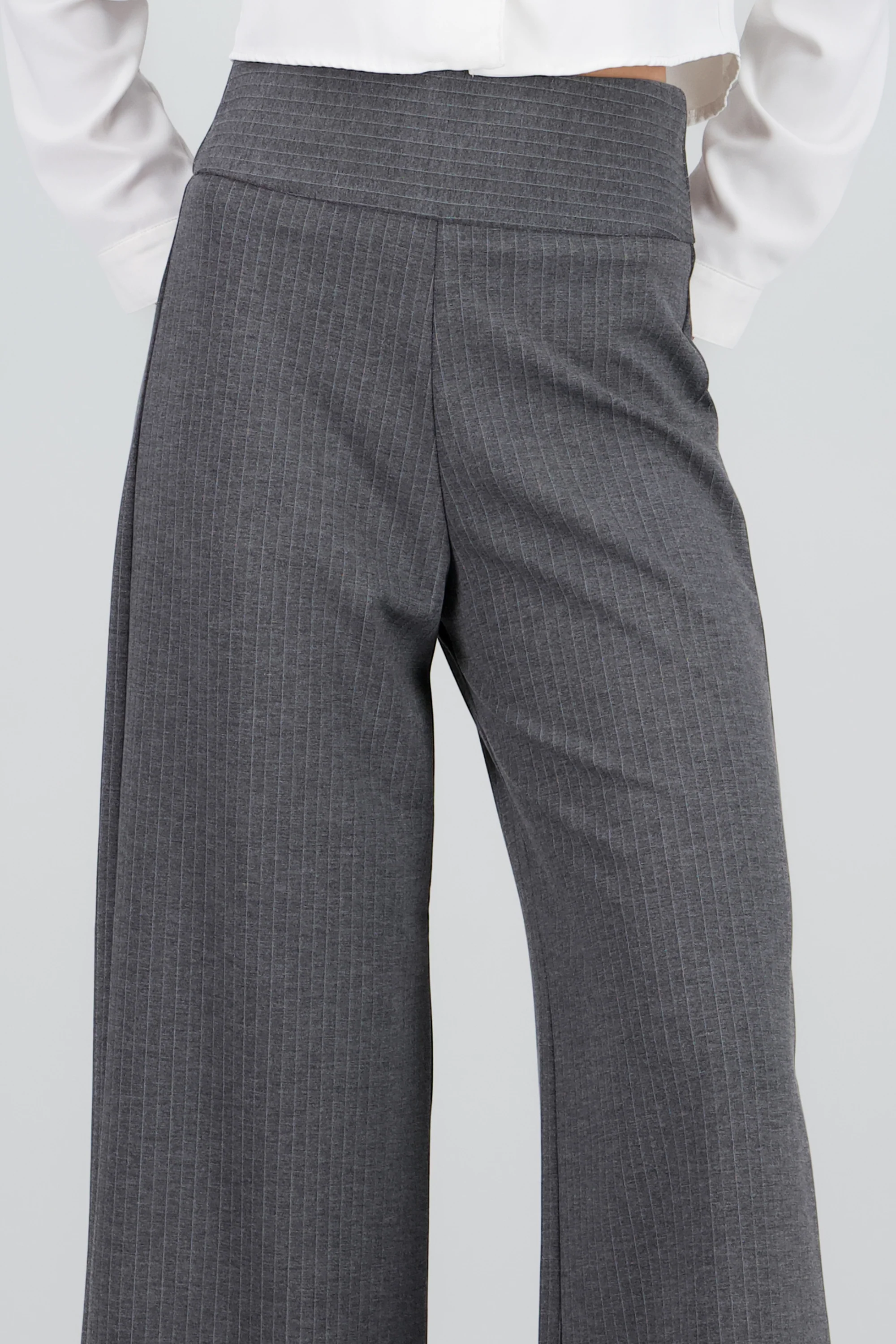 Pantalon wide leg con pretina ancha rayas - Image 5