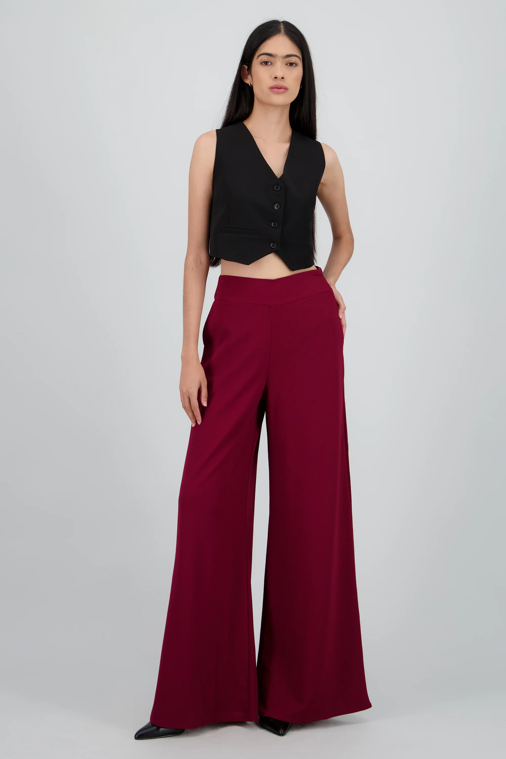 Pantalon wide leg crepe