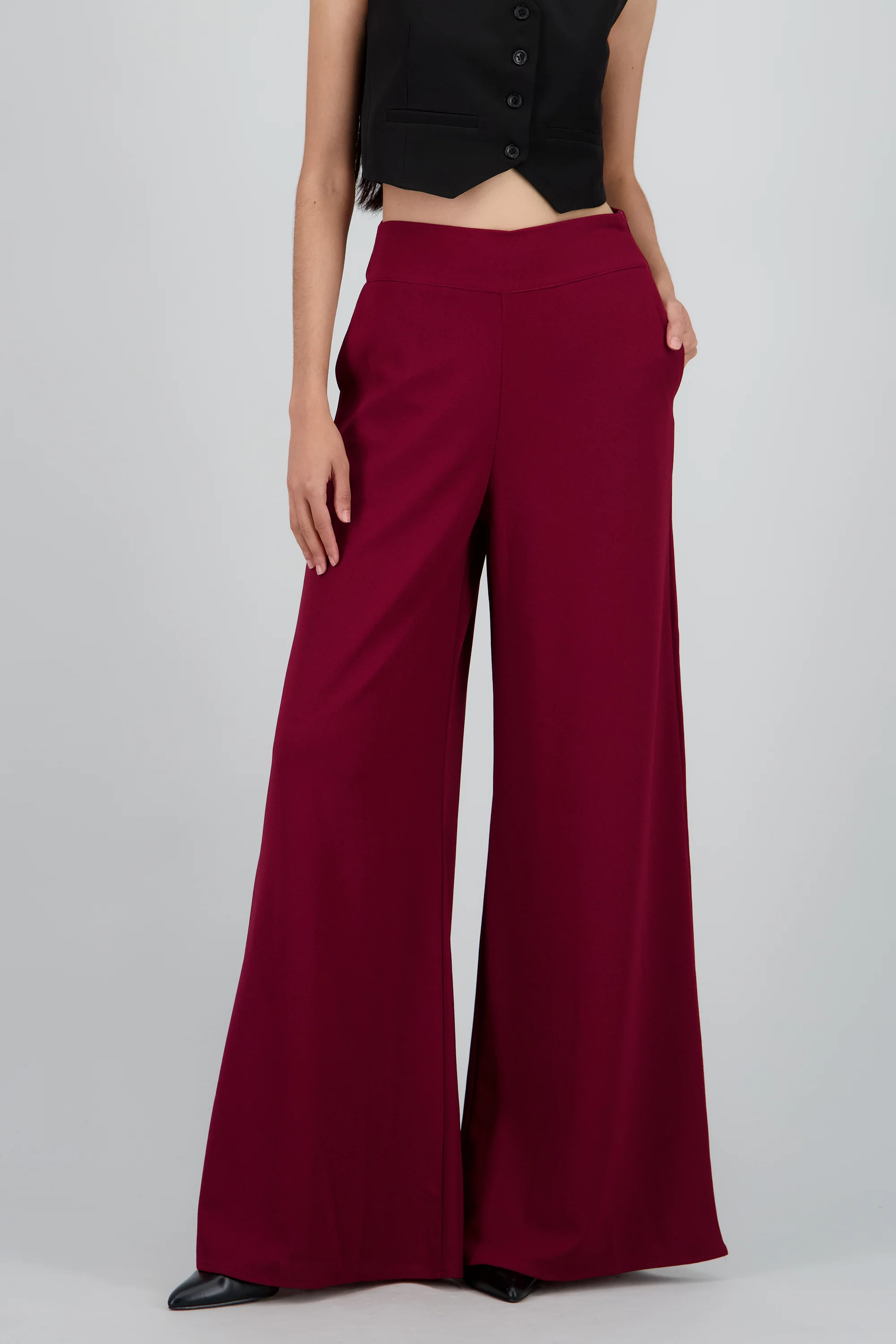 Pantalon wide leg crepe - Image 2