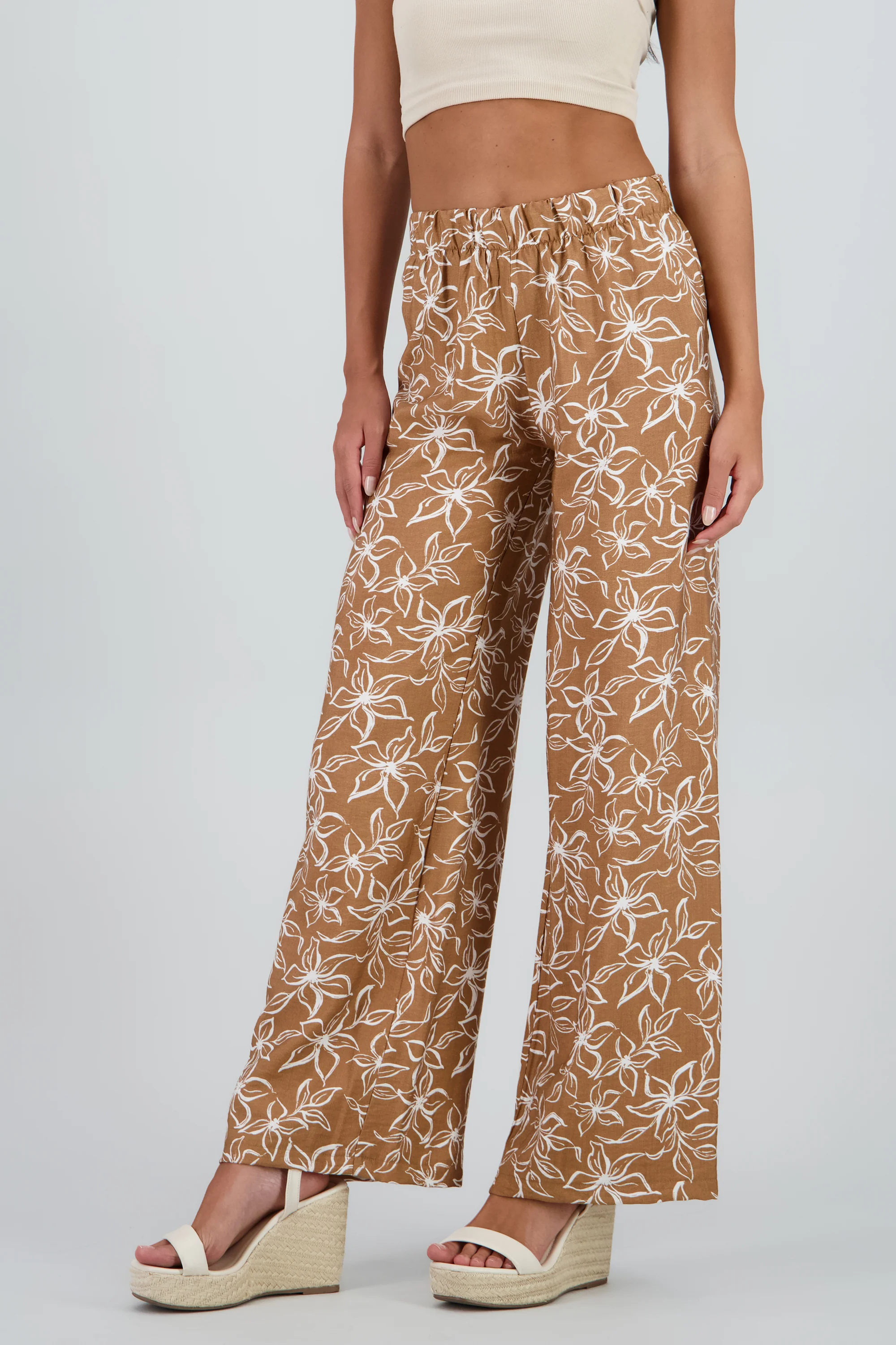 Pantalon wide leg detalle resorte estampado flores - Image 3