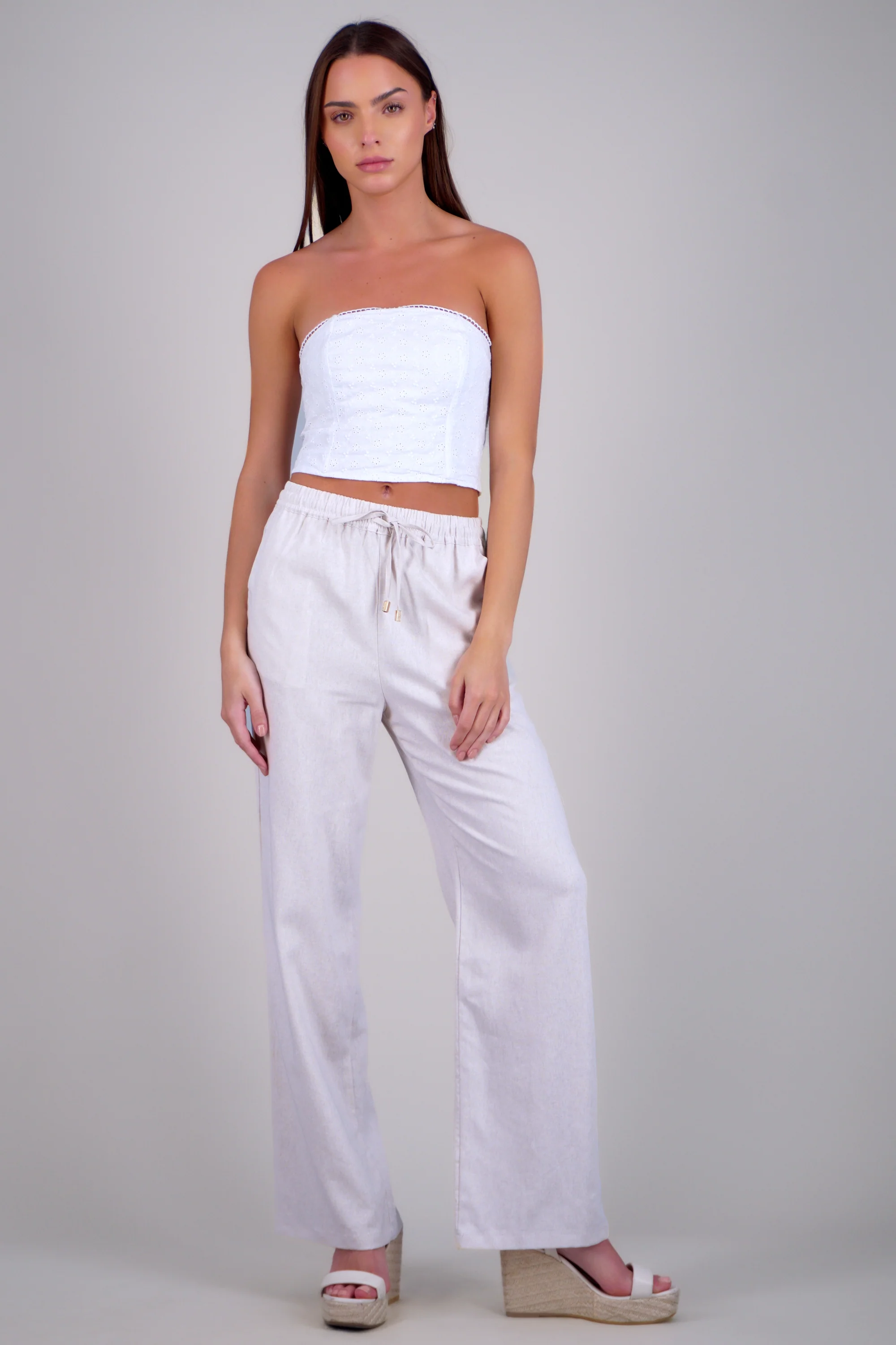 Pantalon wide leg lino
