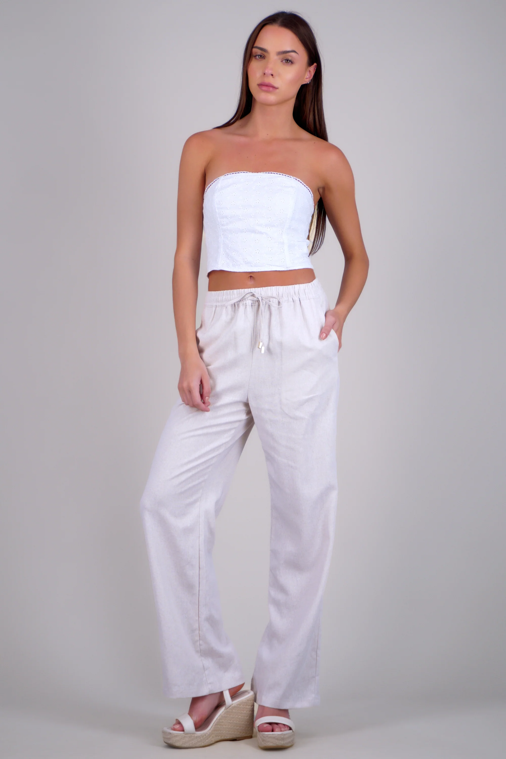 Pantalon wide leg lino - Image 3