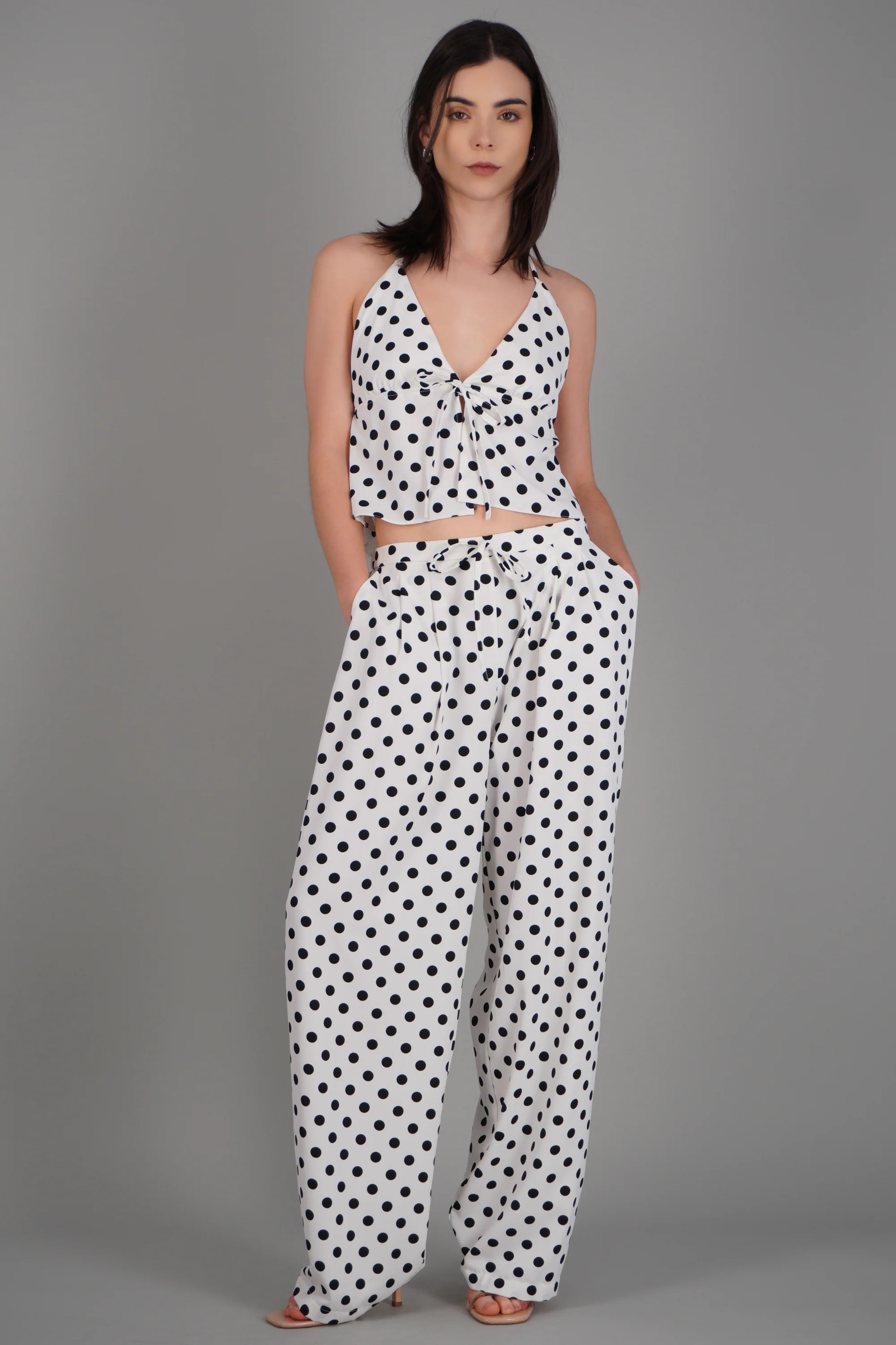 Pantalon wide leg polka dots