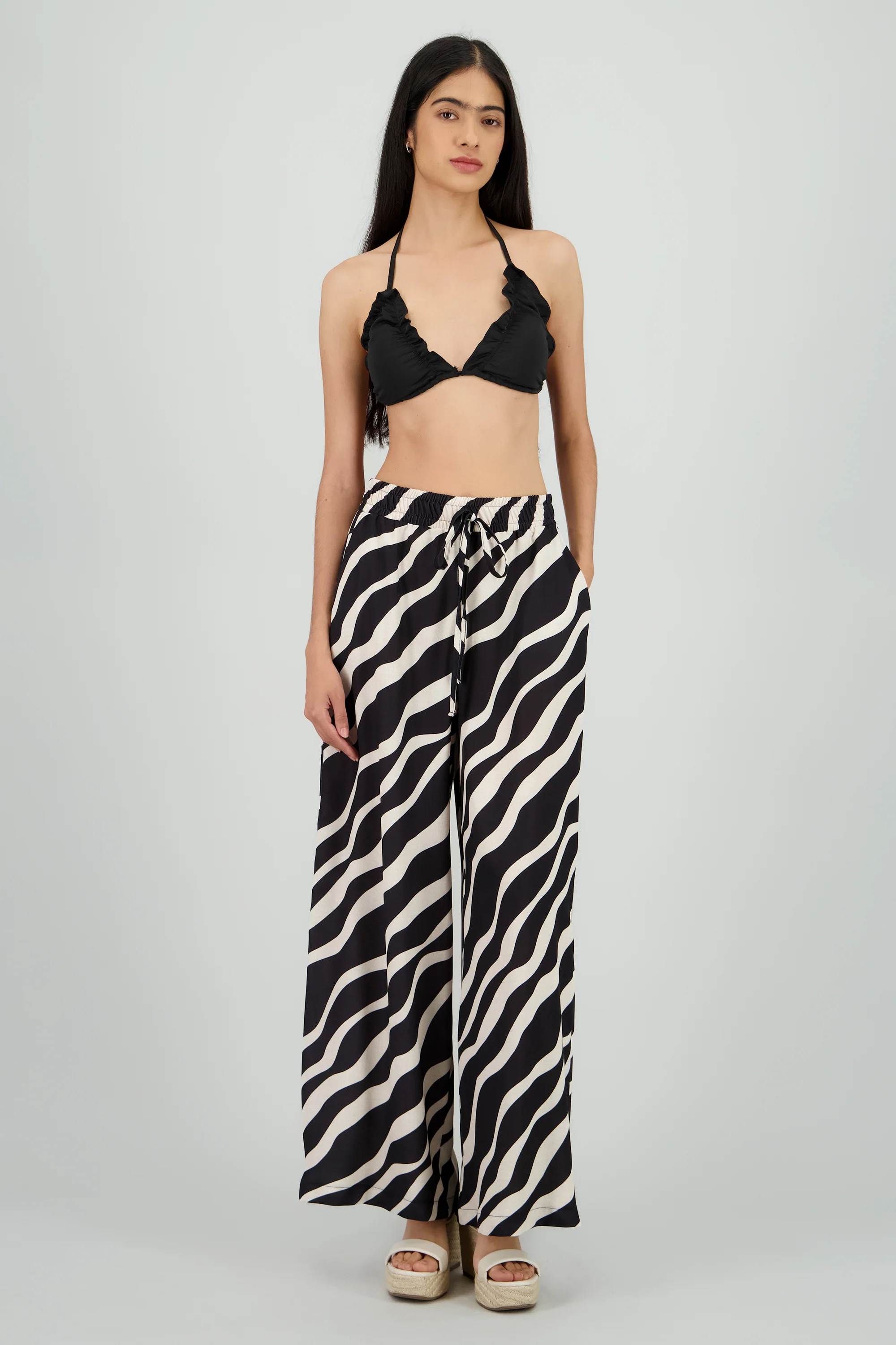 Pantalones estampado tropical jareta